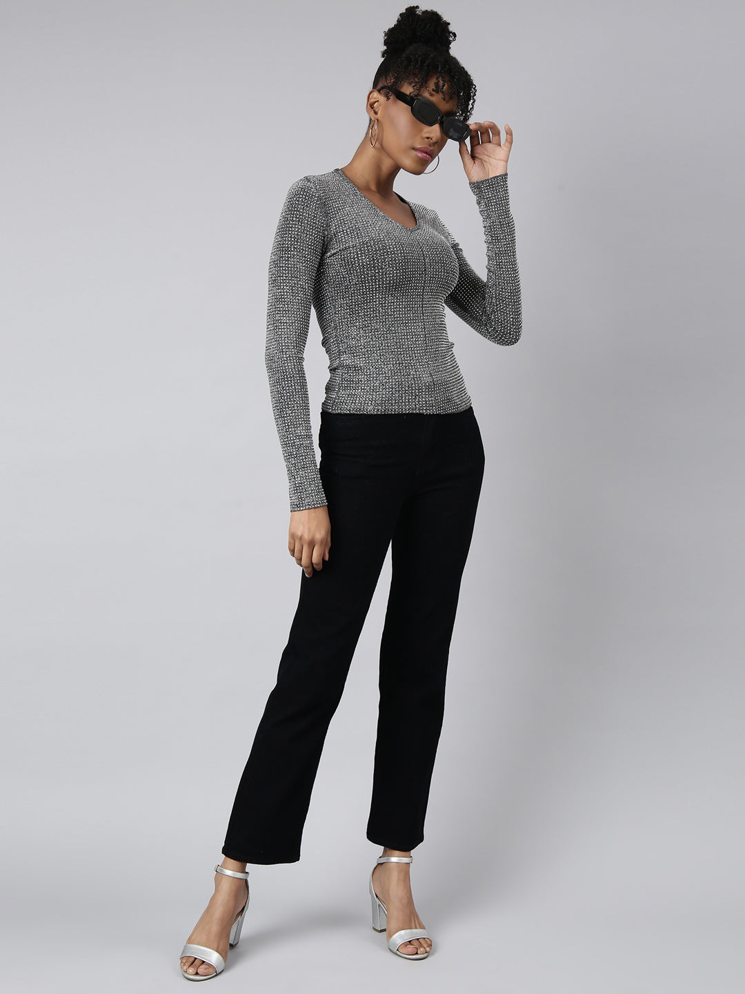 Women Grey Solid Top