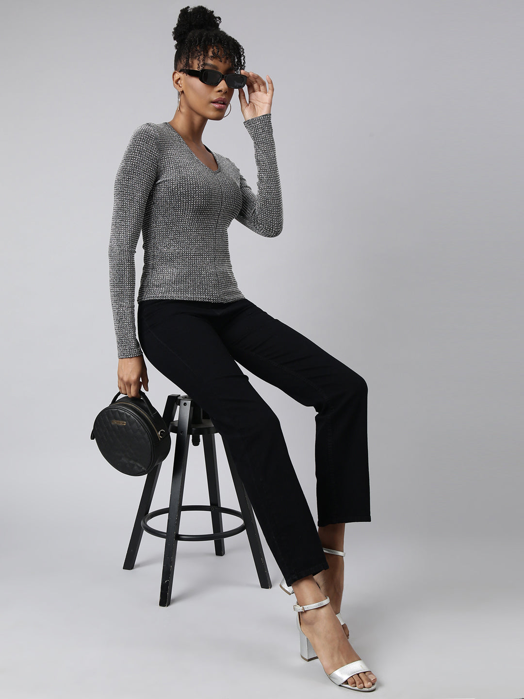 Women Grey Solid Top