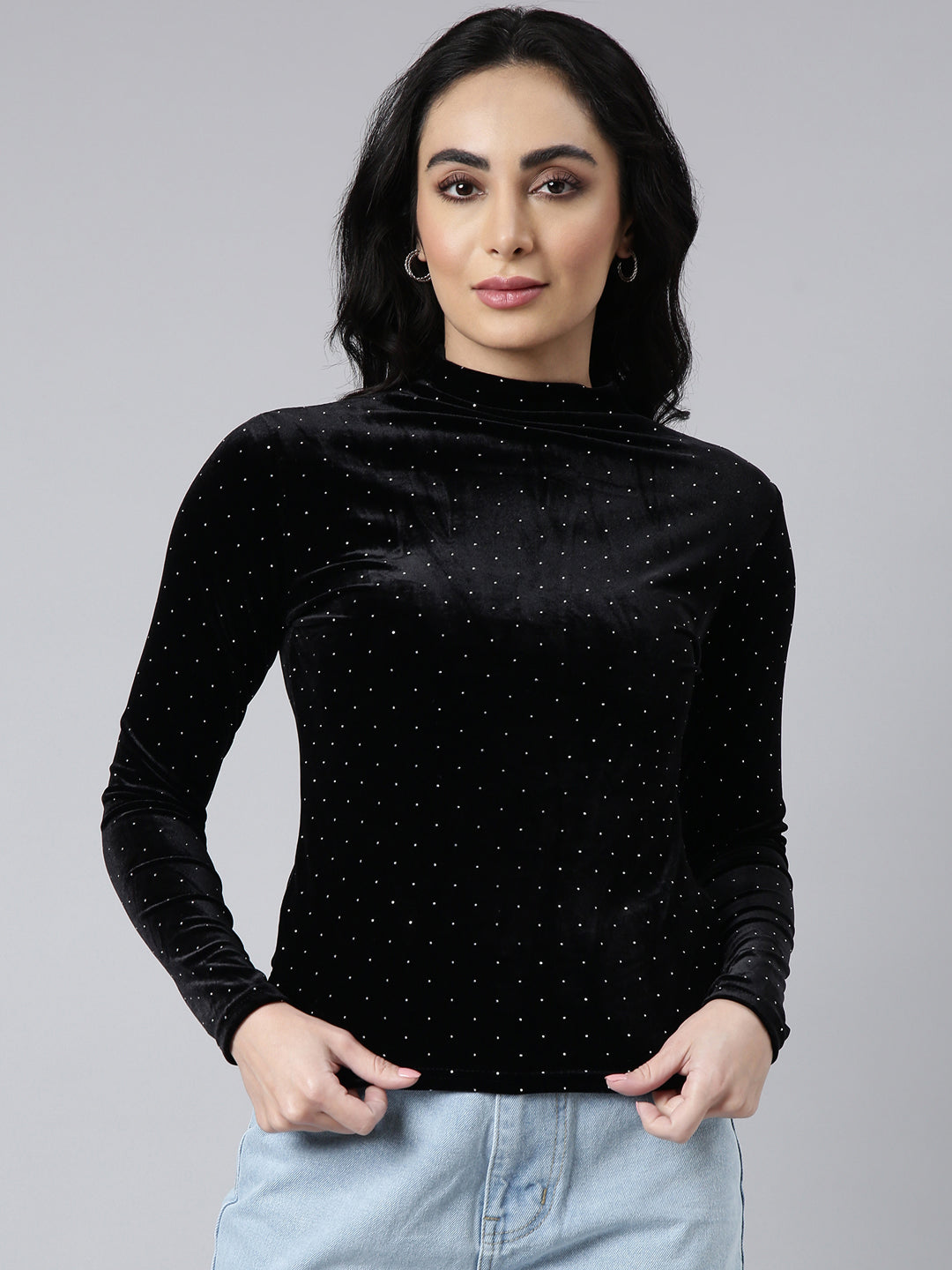 Women Black Solid Top