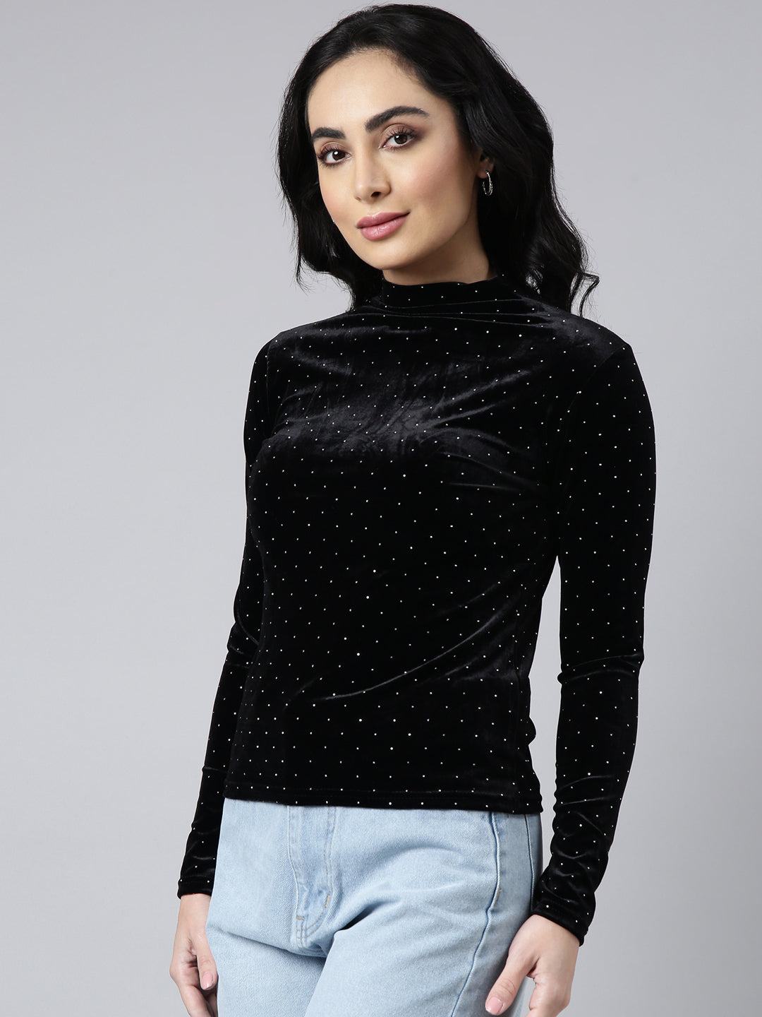 Women Black Solid Top