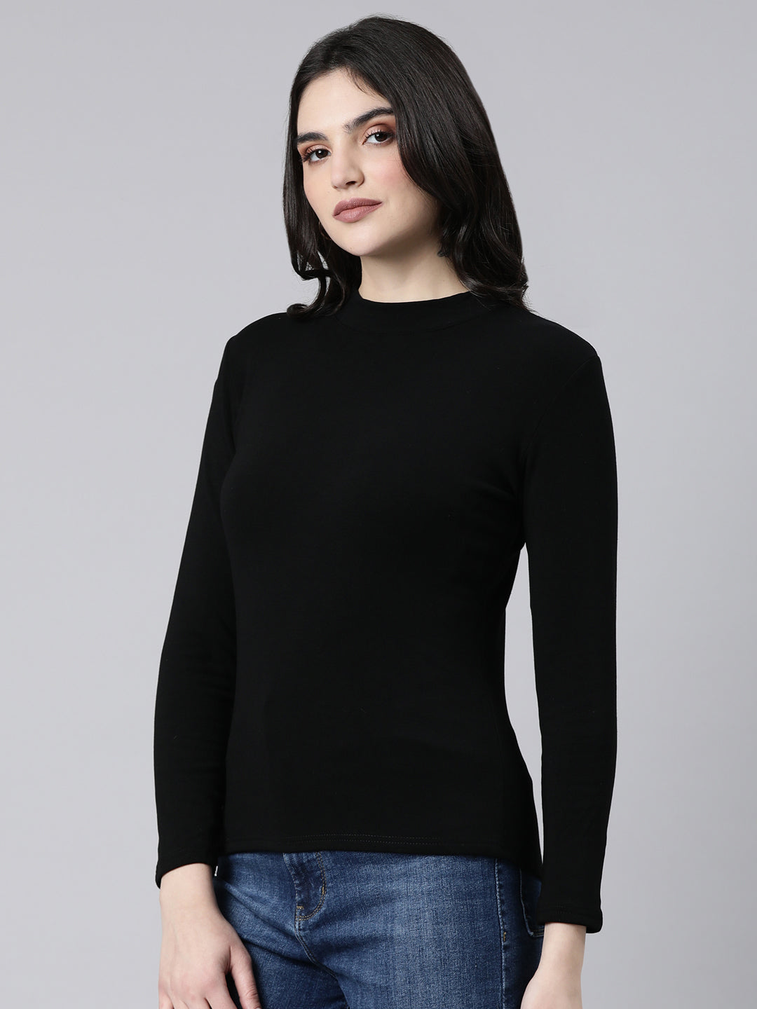 Women Solid Black Top