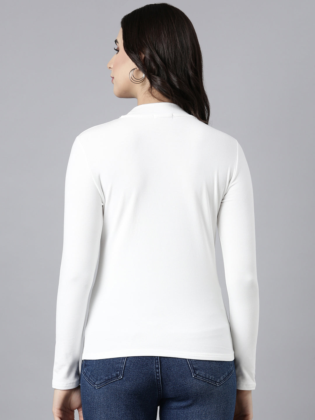 Women Solid Off White Top