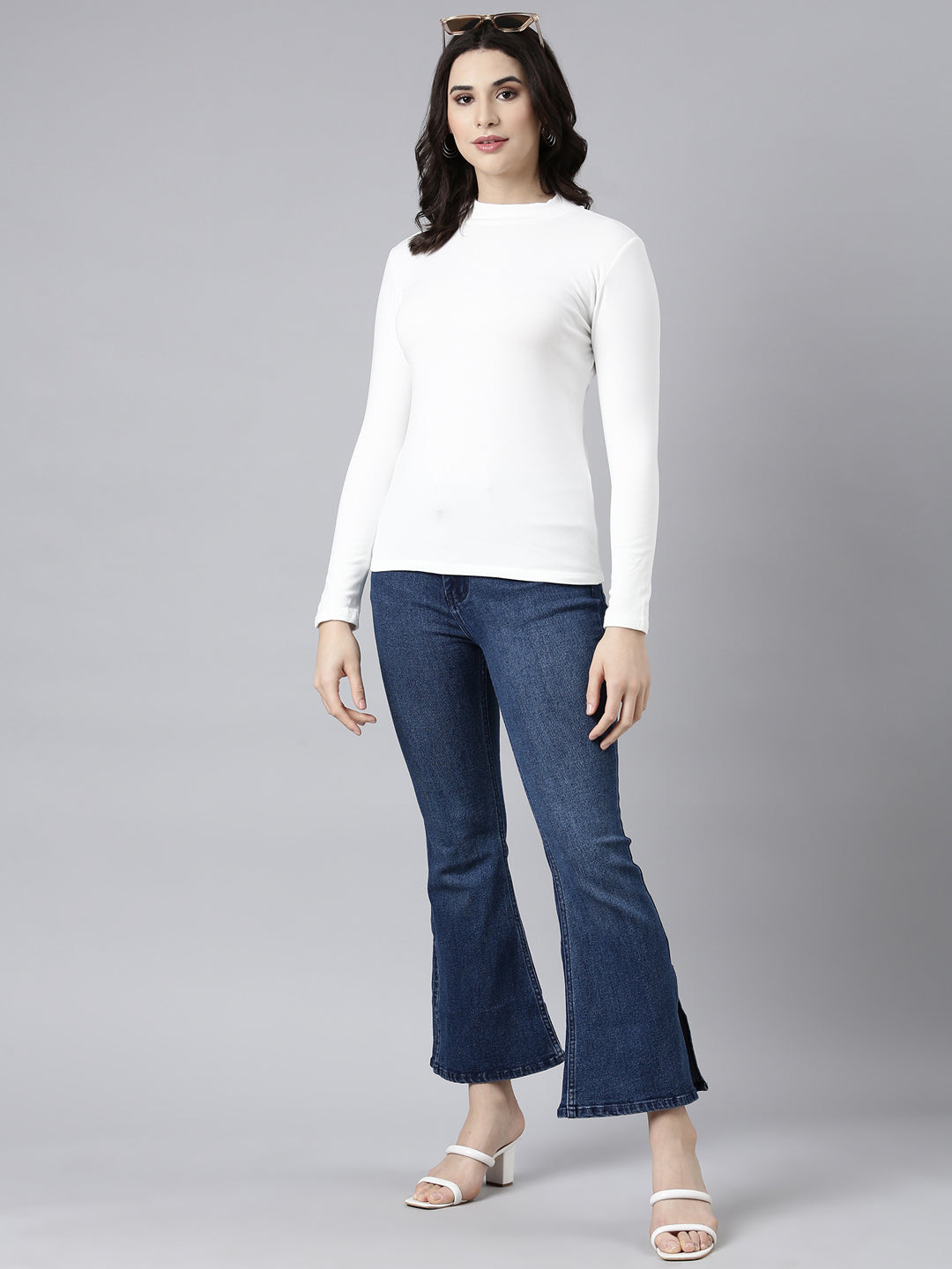 Women Solid Off White Top