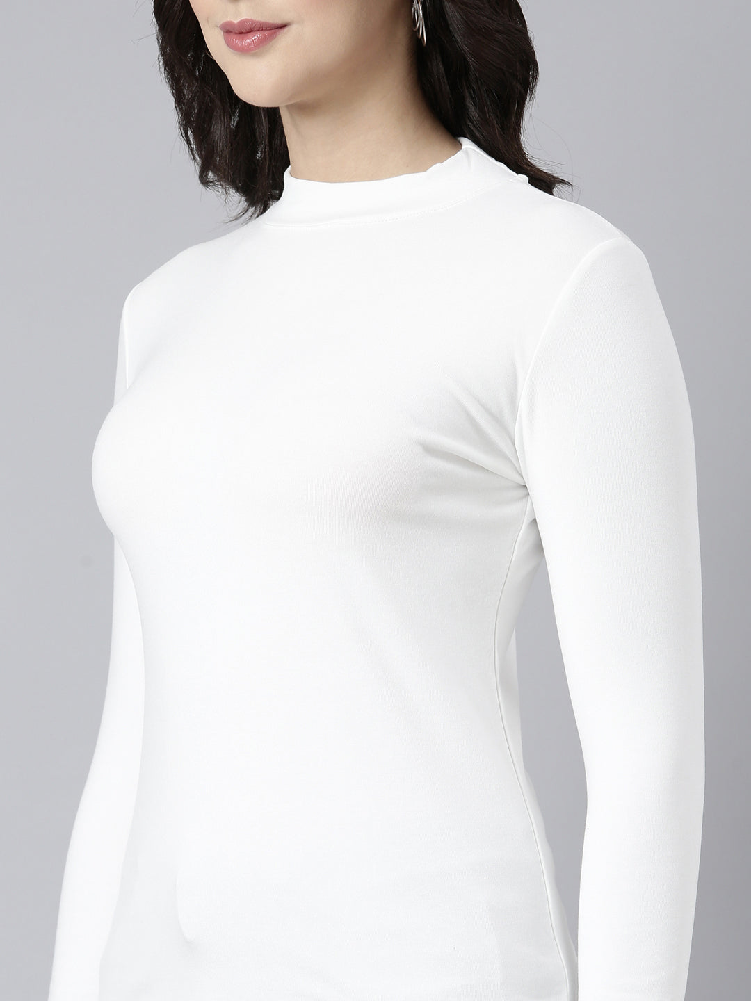 Women Solid Off White Top