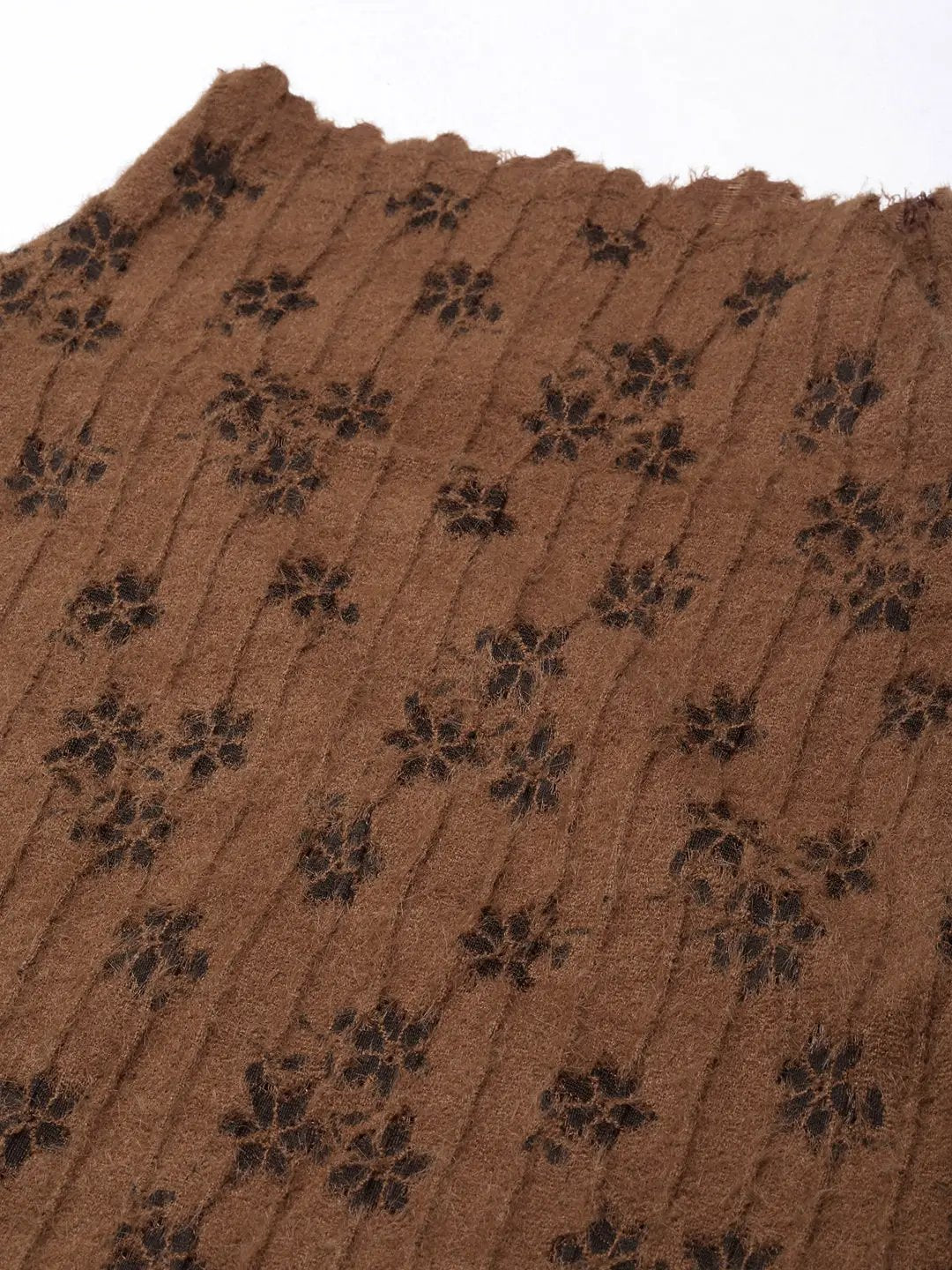 Women's Self Design Brown Top