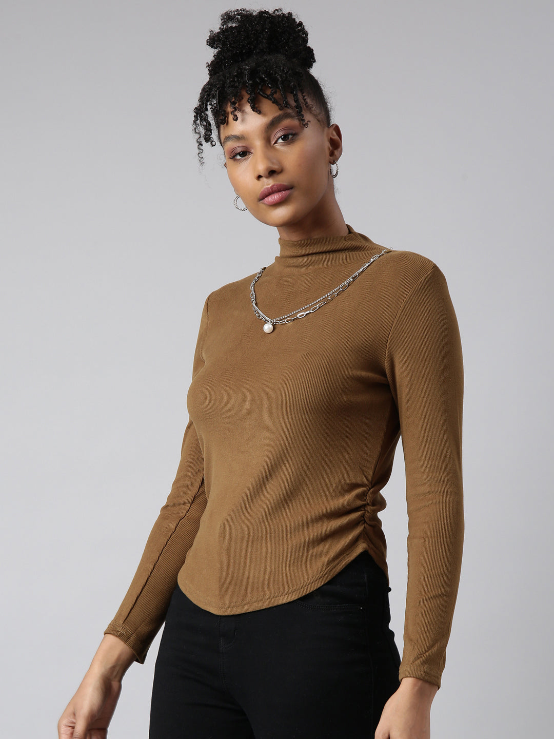 Women Olive Solid Top