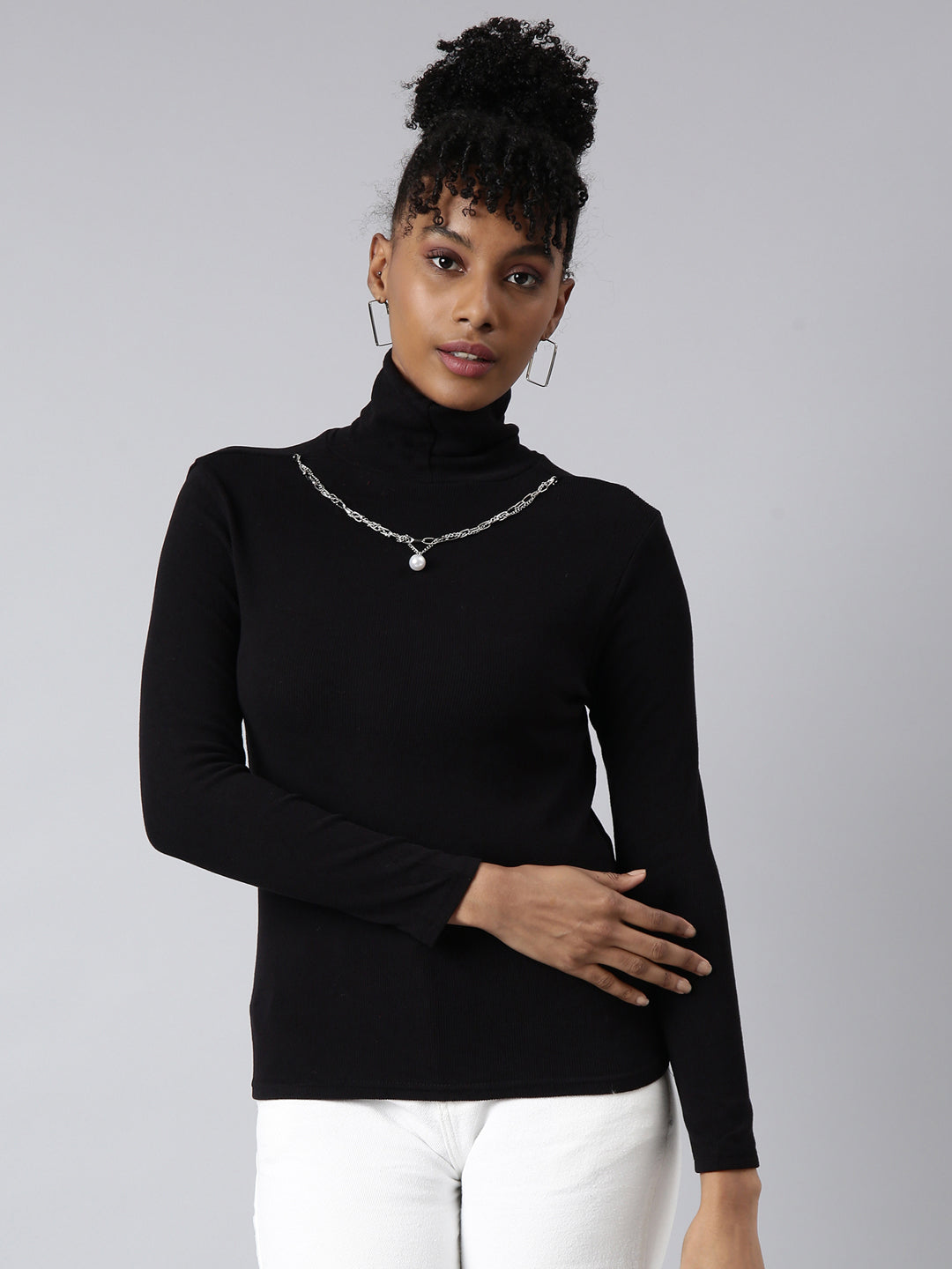 Women Black Solid Top