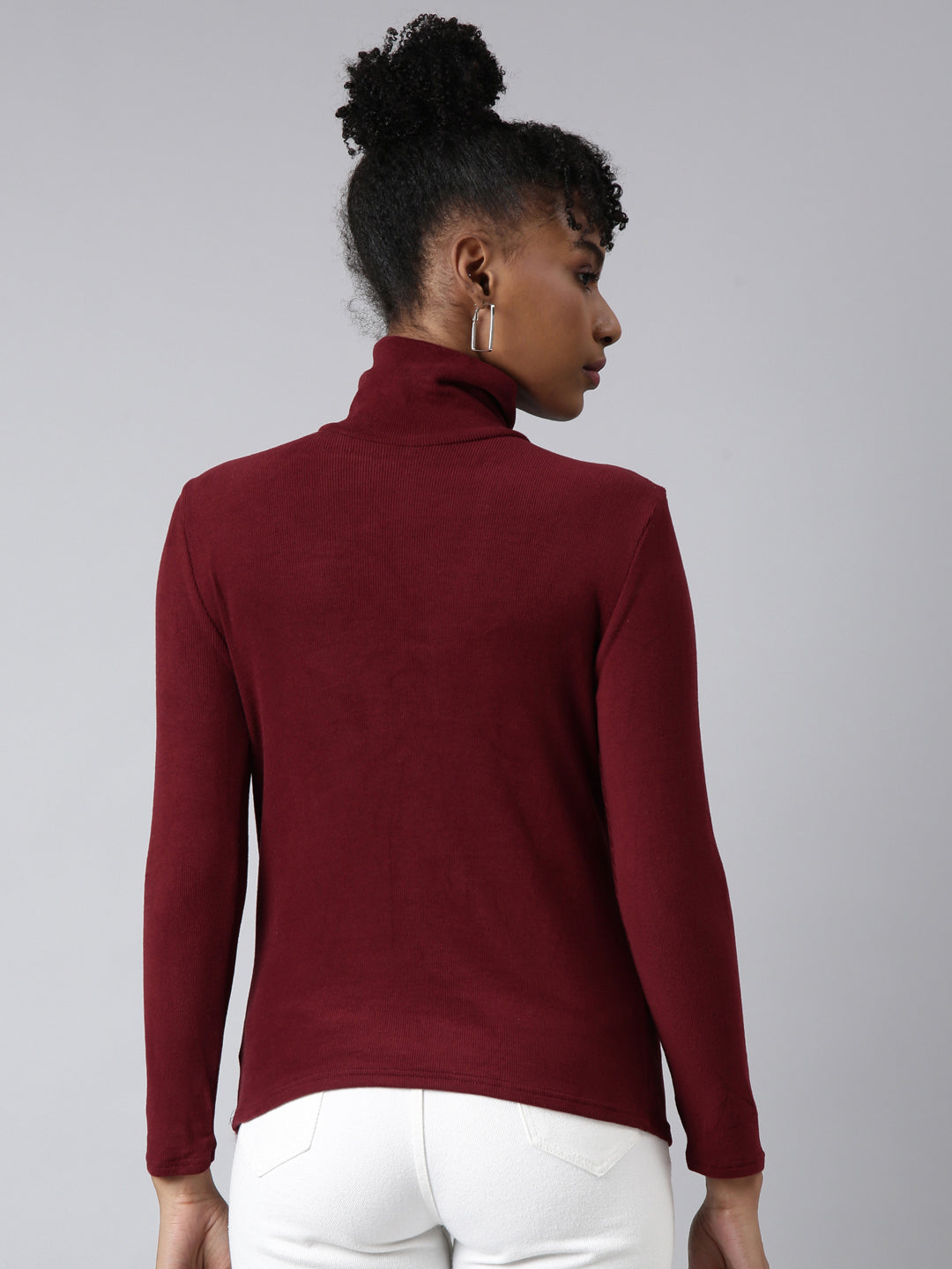 Women Maroon Solid Top