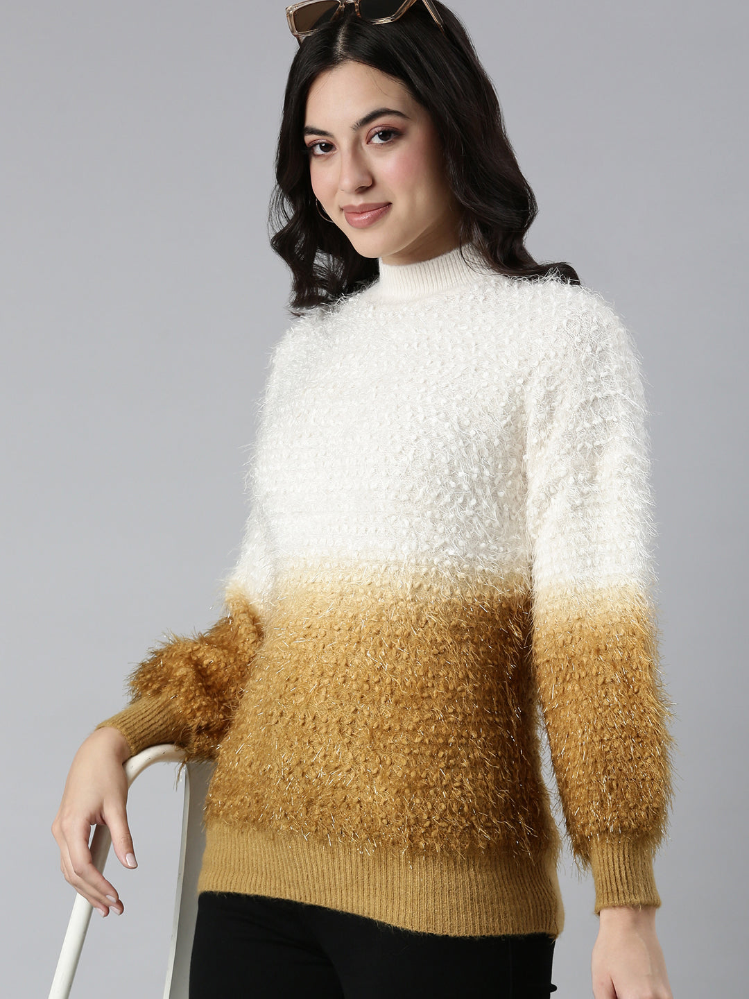 Women Speckled Mustard Pullover