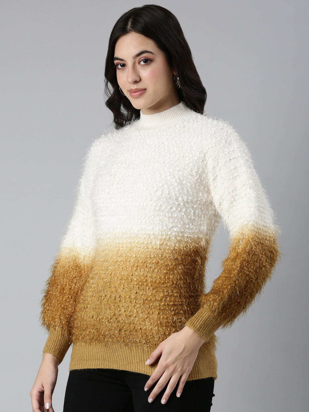 Women Speckled Mustard Pullover