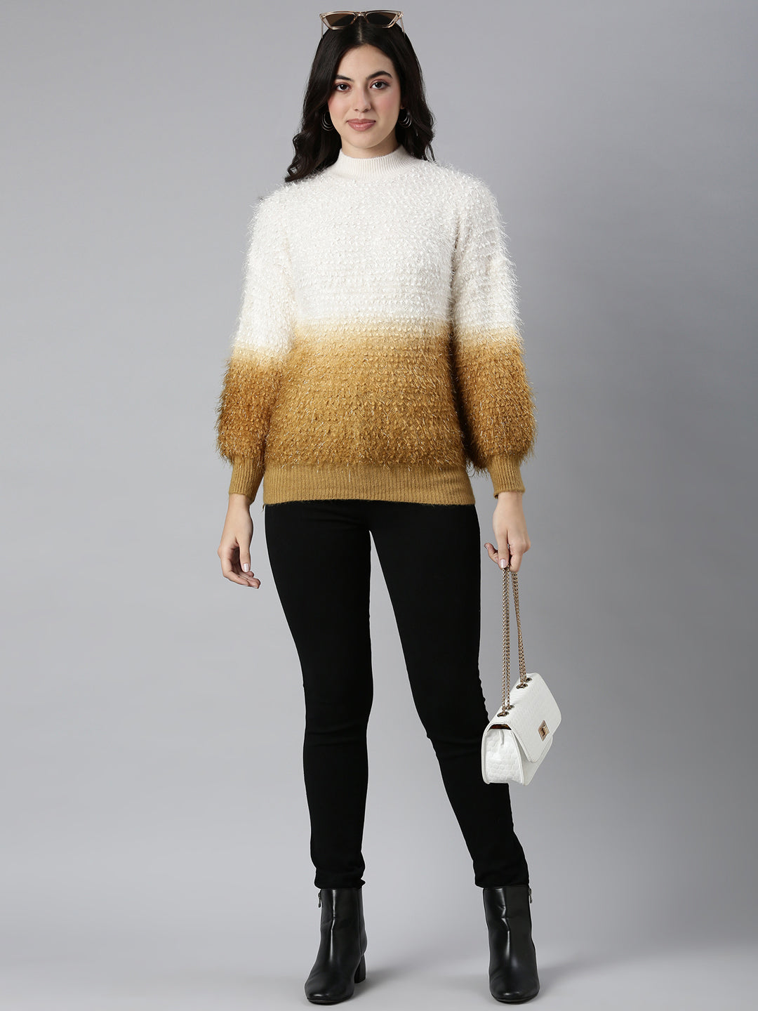 Women Speckled Mustard Pullover