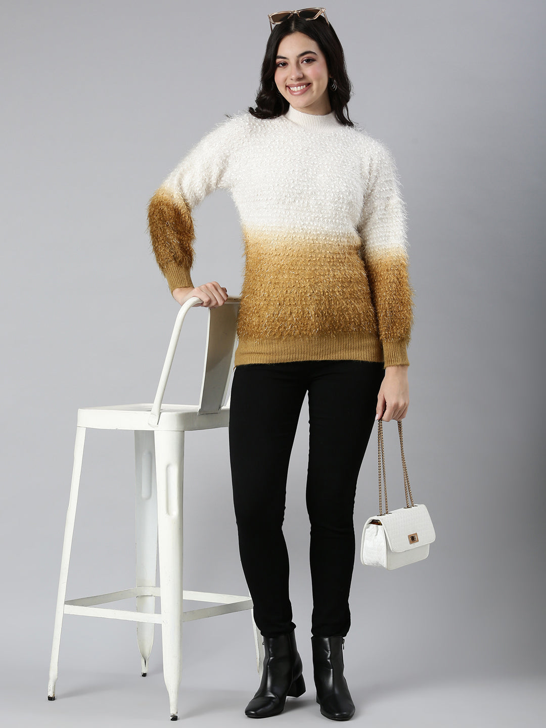 Women Speckled Mustard Pullover