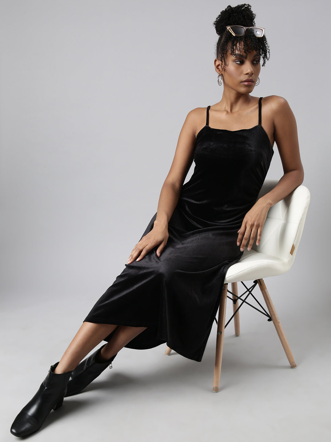 Women Black Solid A-Line Dress