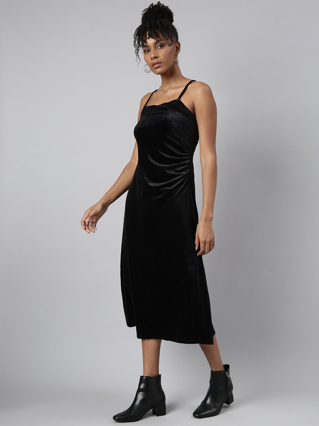 Women Black Solid A-Line Dress