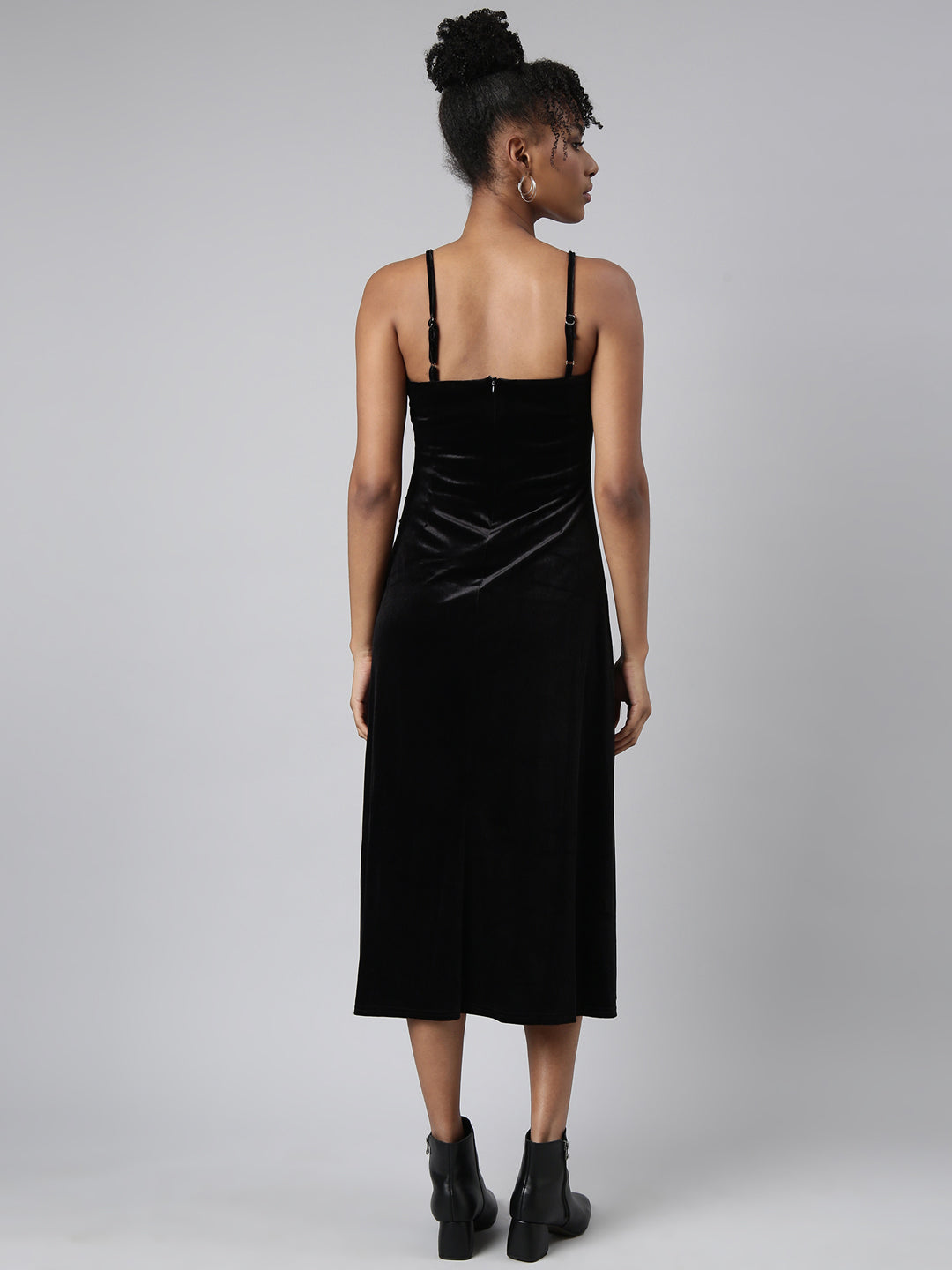 Women Black Solid A-Line Dress