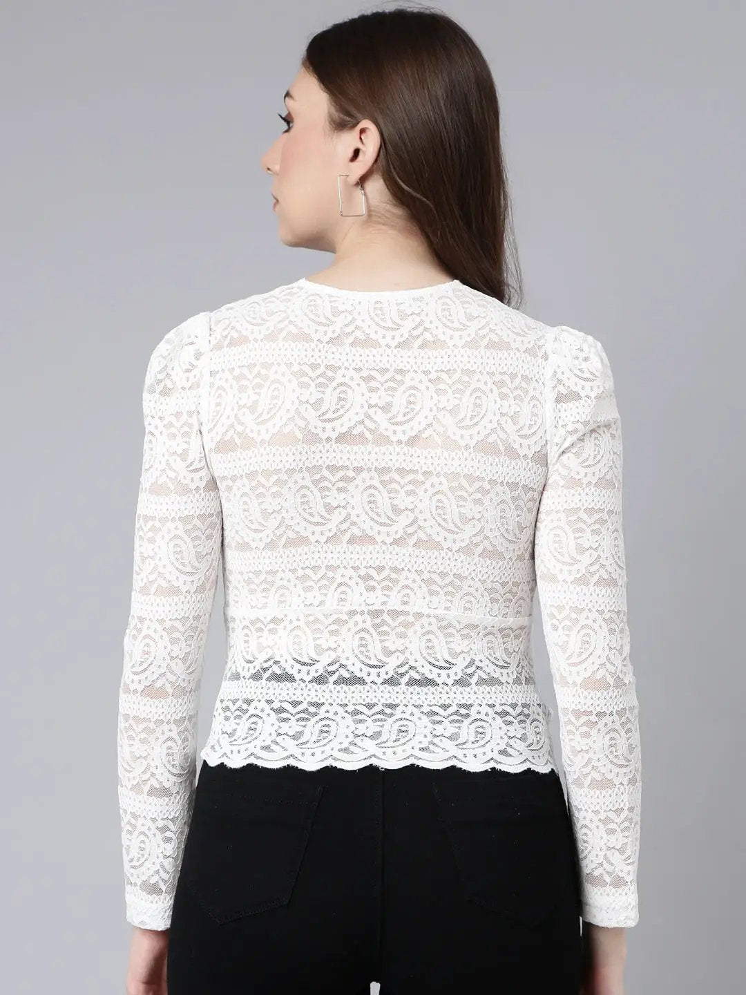 Women's White Solid Empire Top