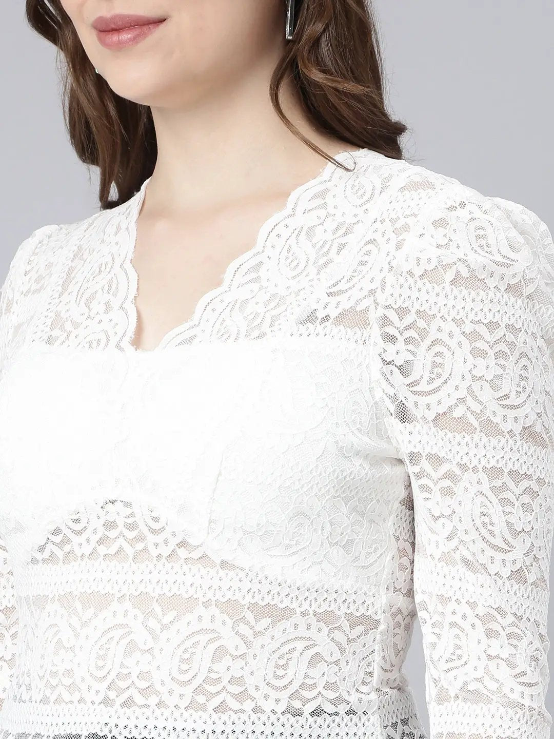 Women's White Solid Empire Top