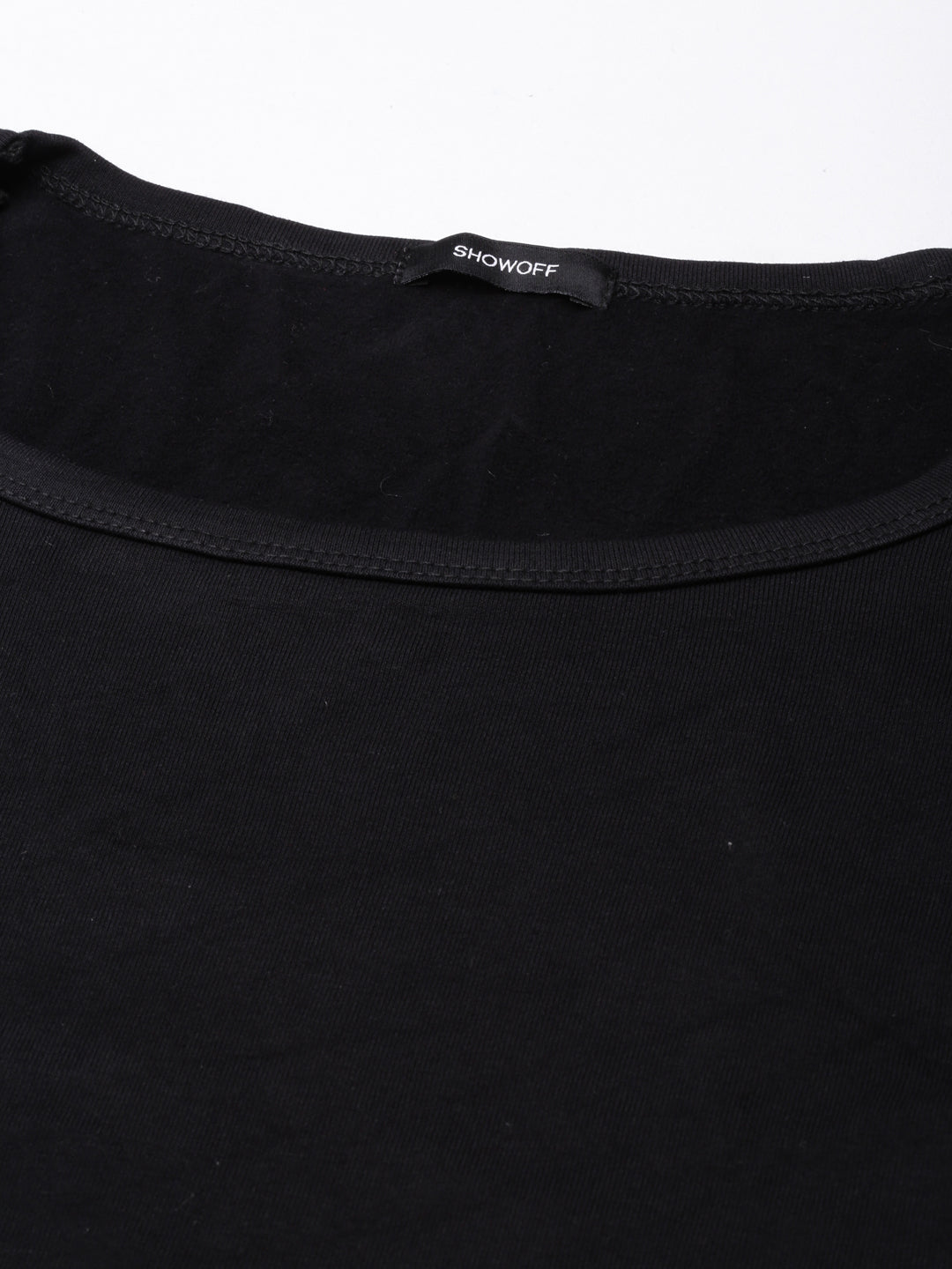 Women's Solid Black Fitted Top