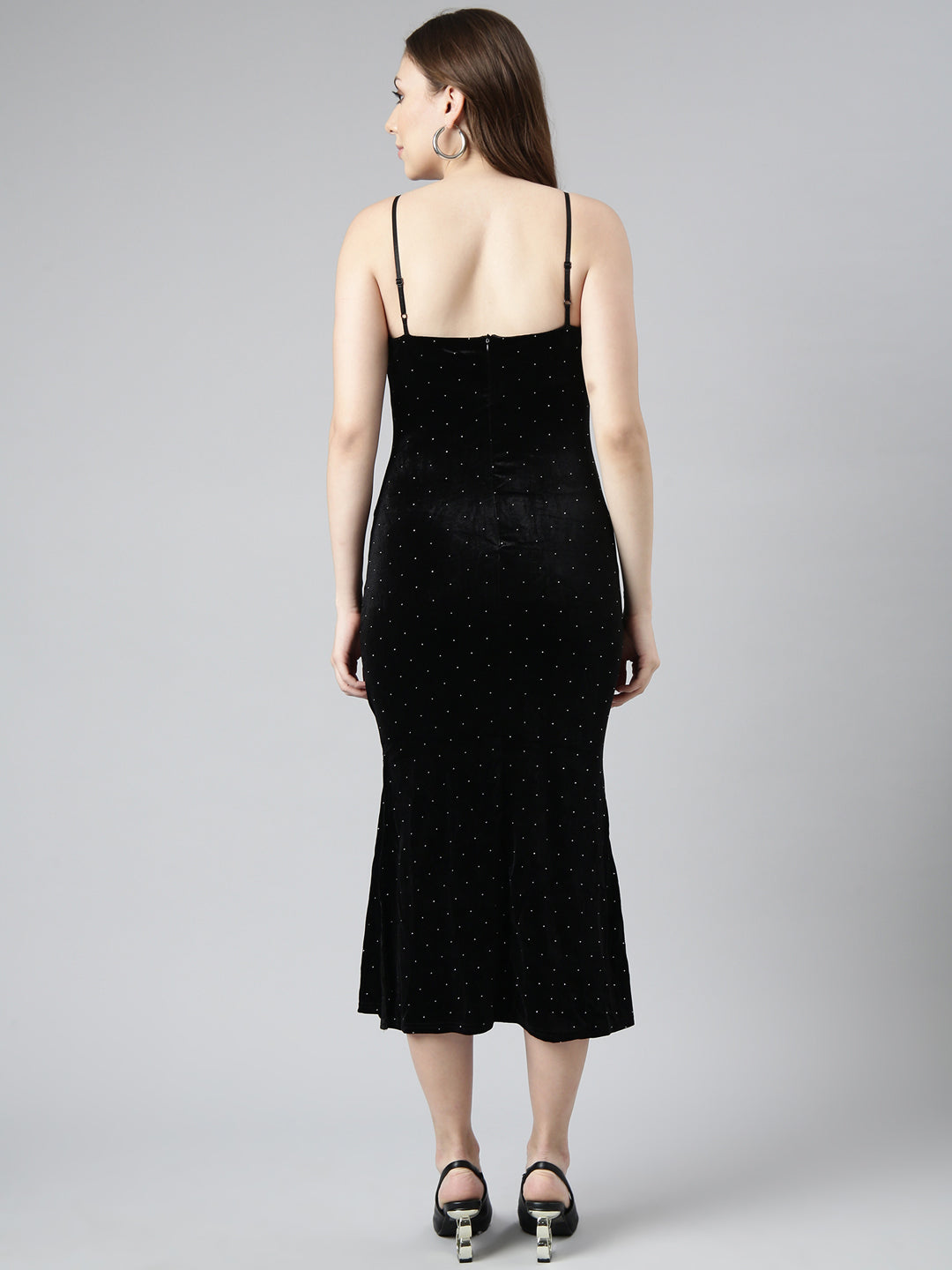 Women's Black Solid Bodycon Dress