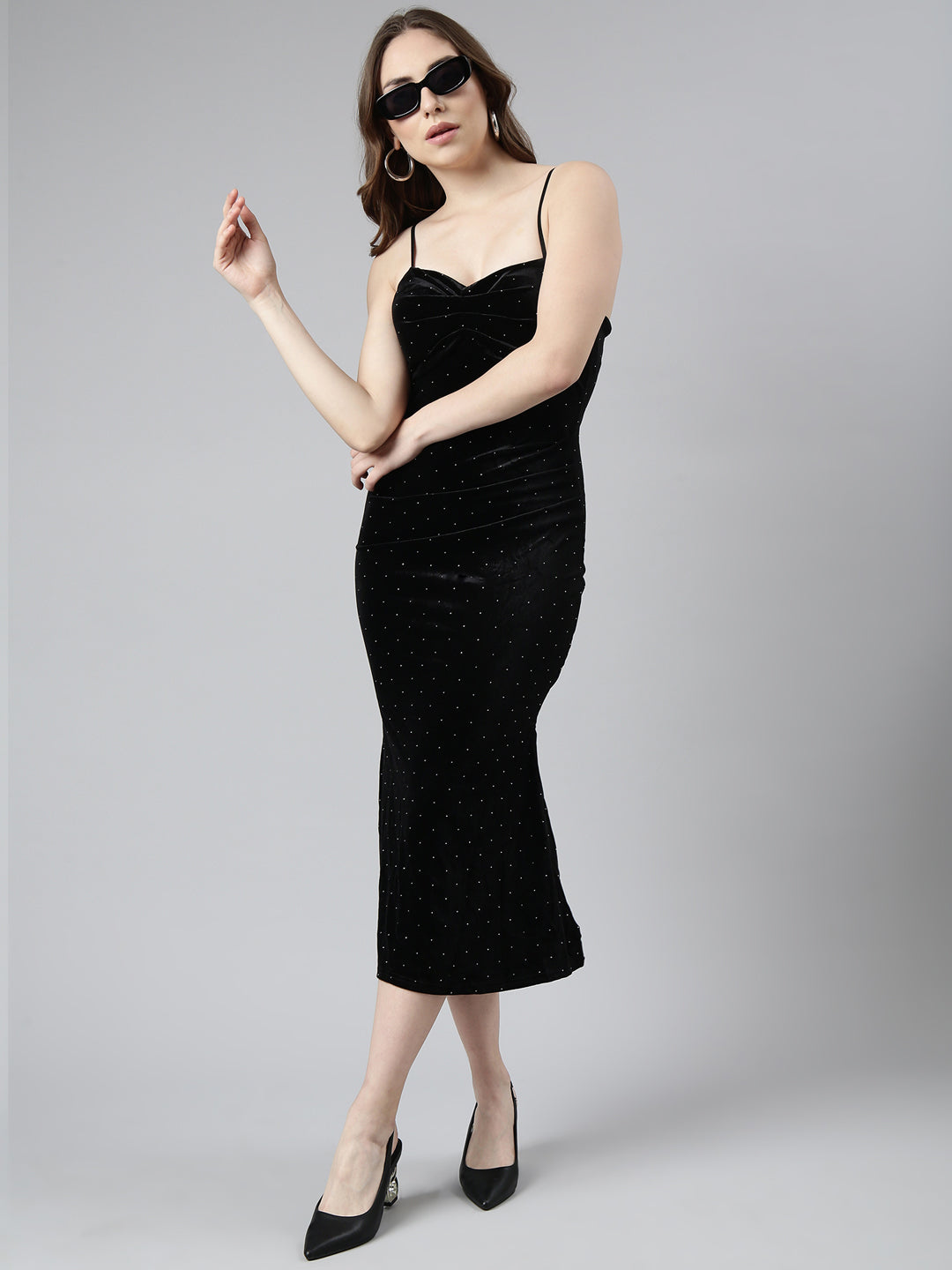 Women's Black Solid Bodycon Dress