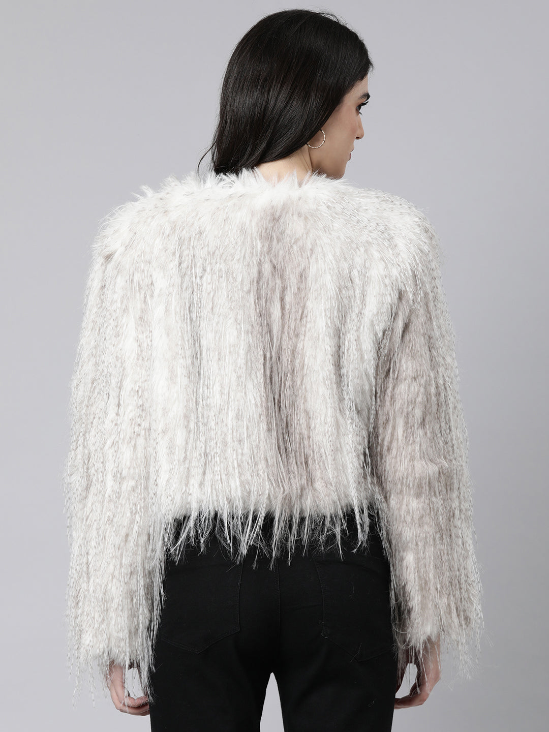 Women's Grey Acrylic Longline Shrug