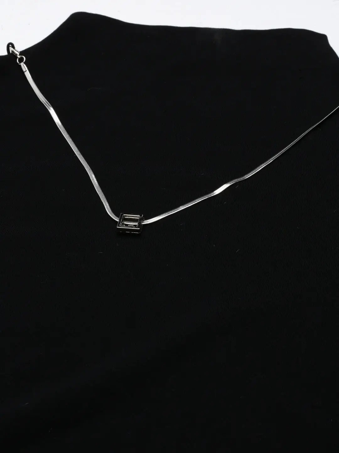 Women's Solid Black Top Comes with Neck Chain