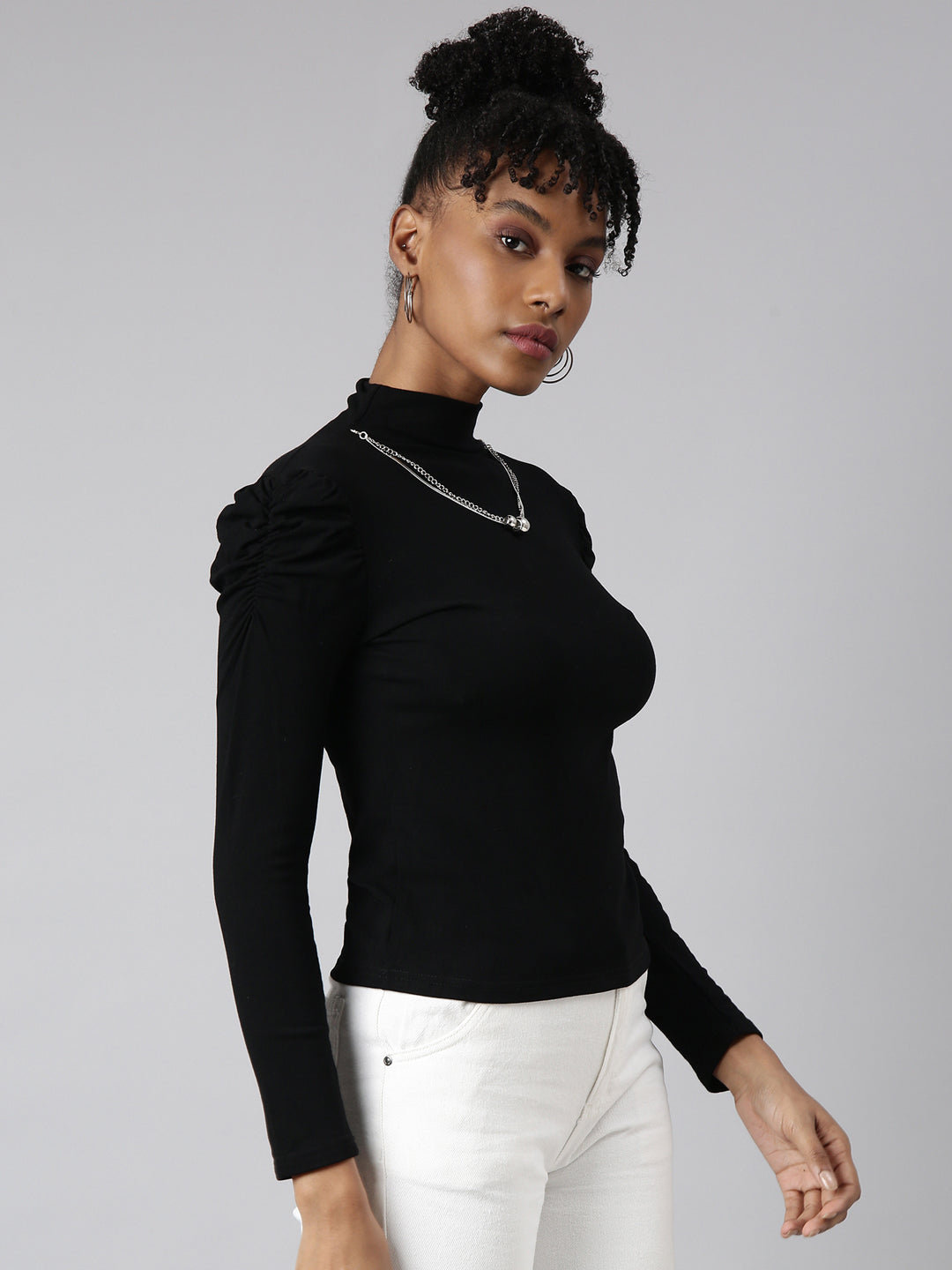 Women Black Solid Top