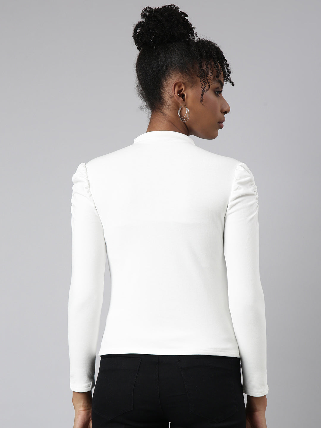 Women White Solid Top