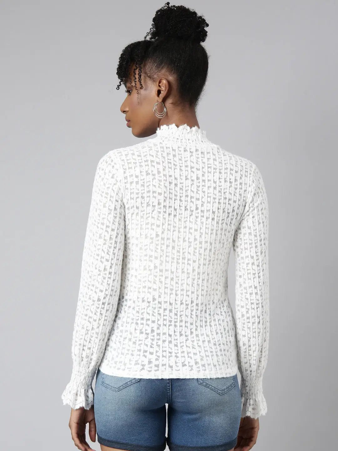 Women's White Solid Top