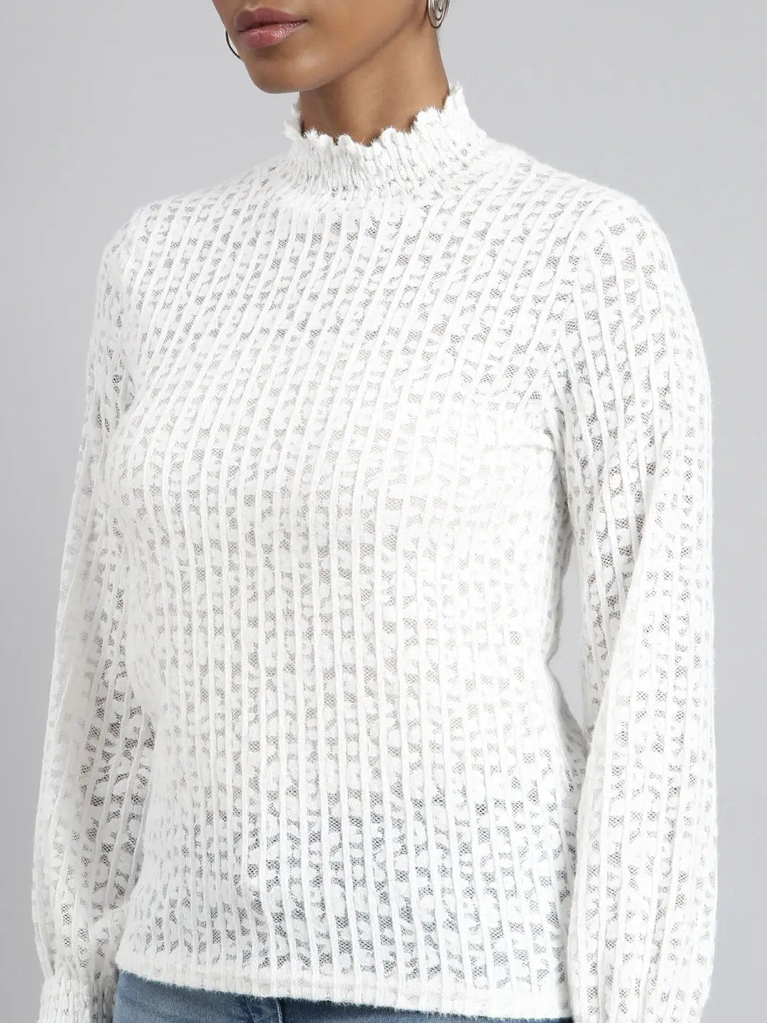 Women's White Solid Top