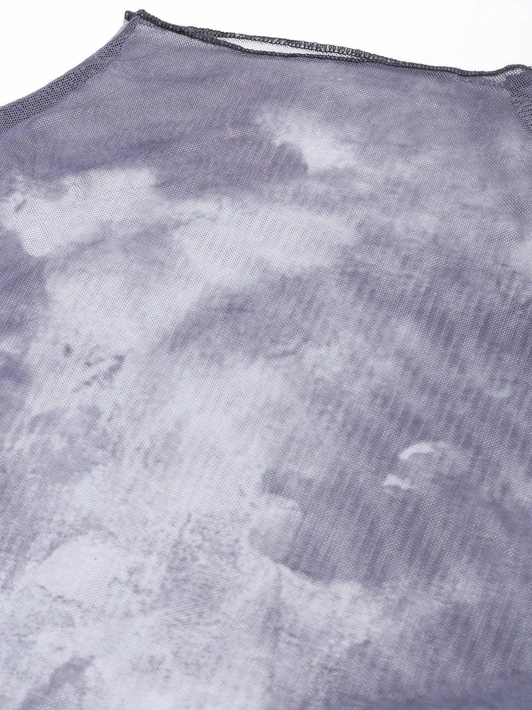Women's Grey Tie and Dye Fitted Top