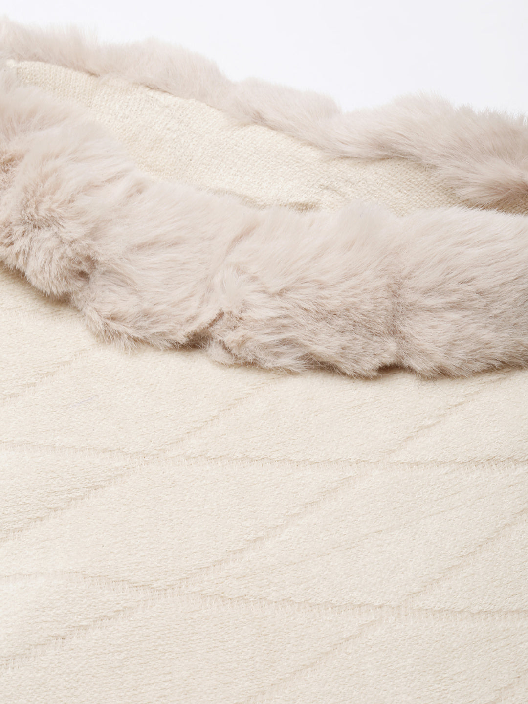 Women's Solid Cream Longline Poncho