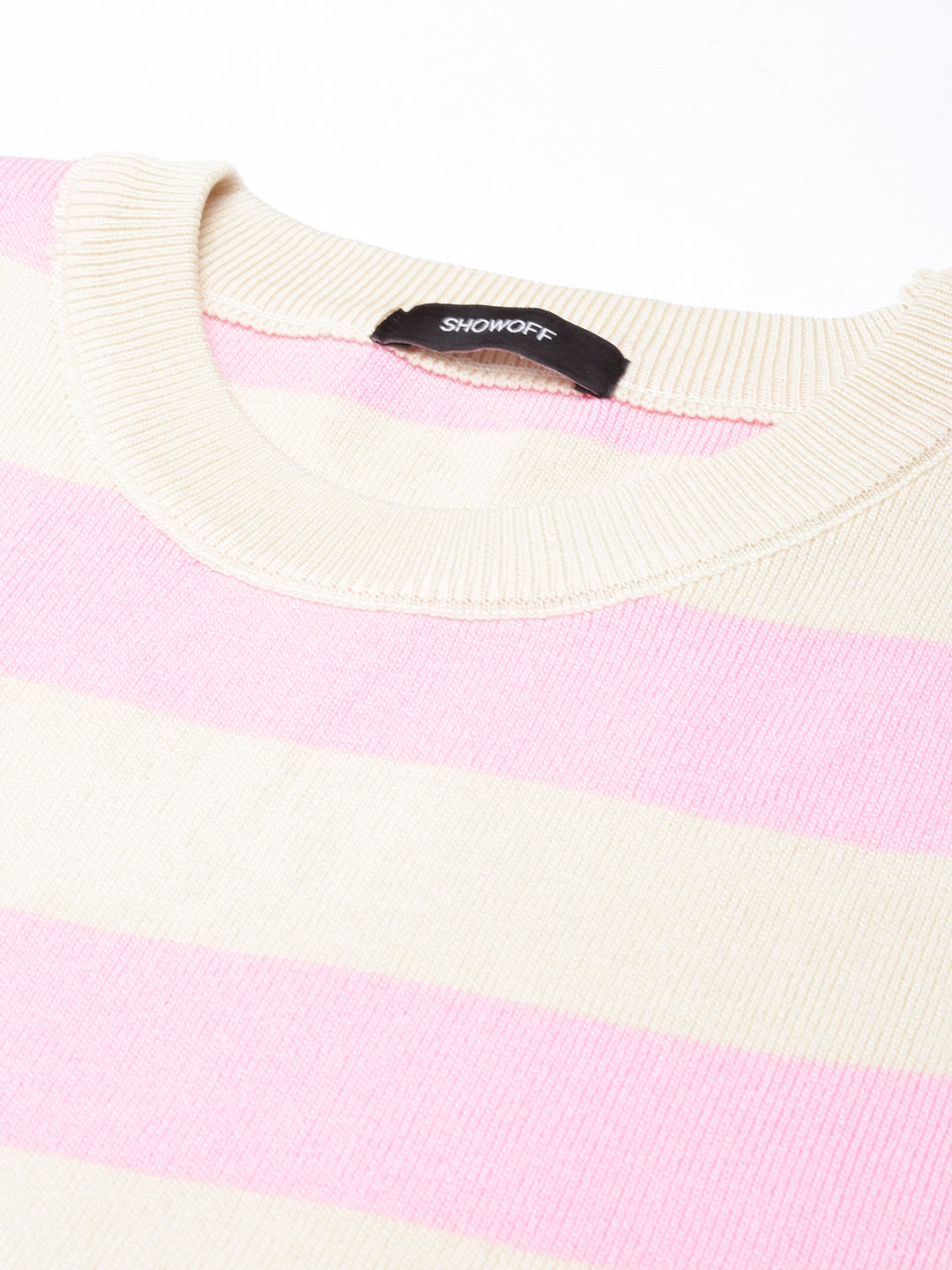 Women Pink Horizontal Stripes Fitted Crop Top