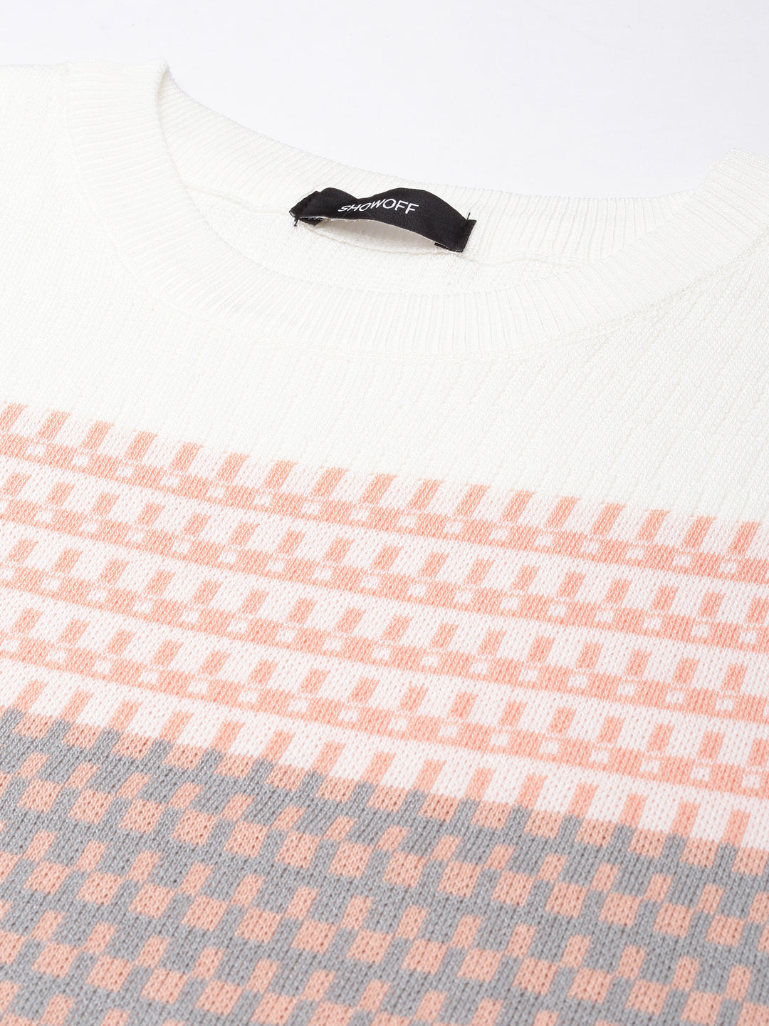 Women's Grey Geometric Fitted Top