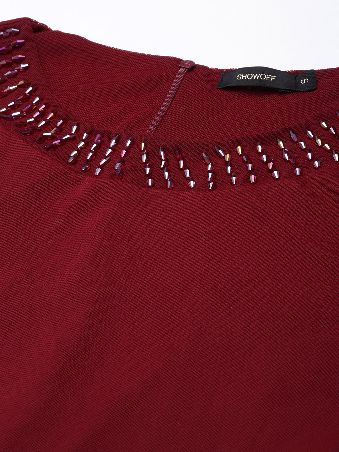 Women's Maroon Solid Maxi Dress