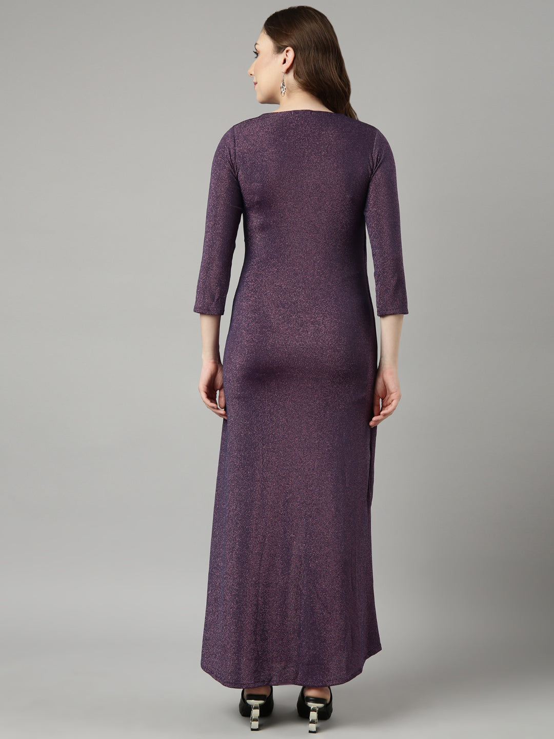 Women Purple Solid Wrap Dress