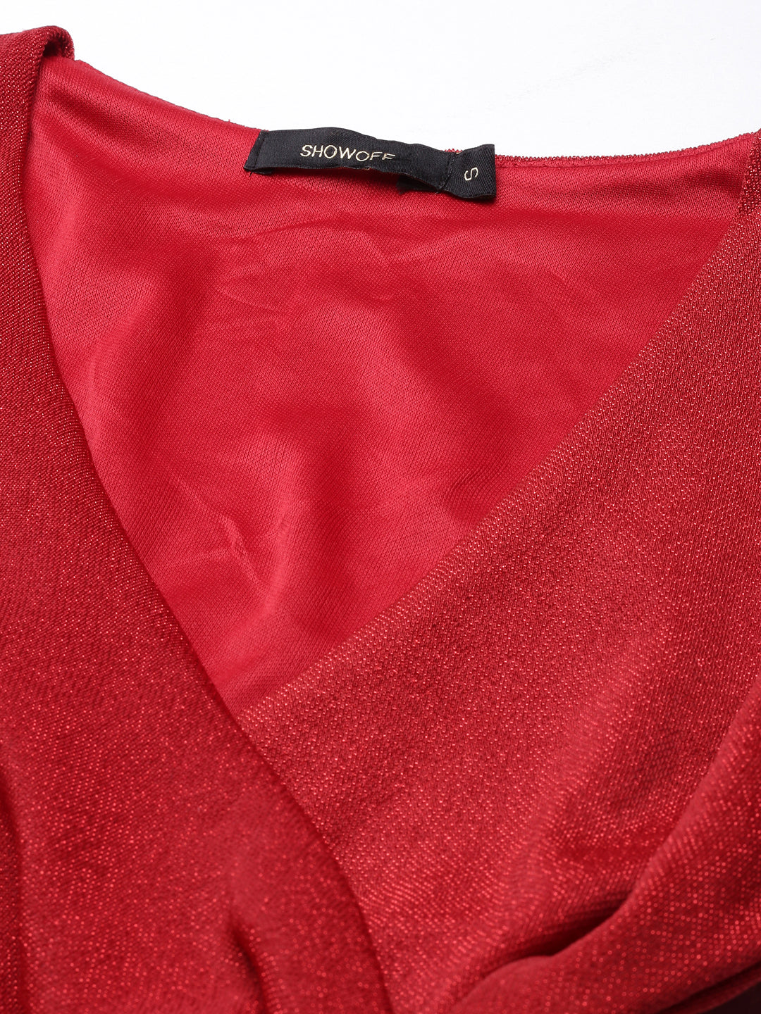 Women Red Solid Wrap Dress