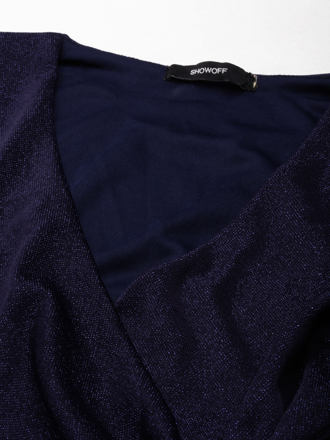 Women's Navy Blue Embellished Wrap Dress