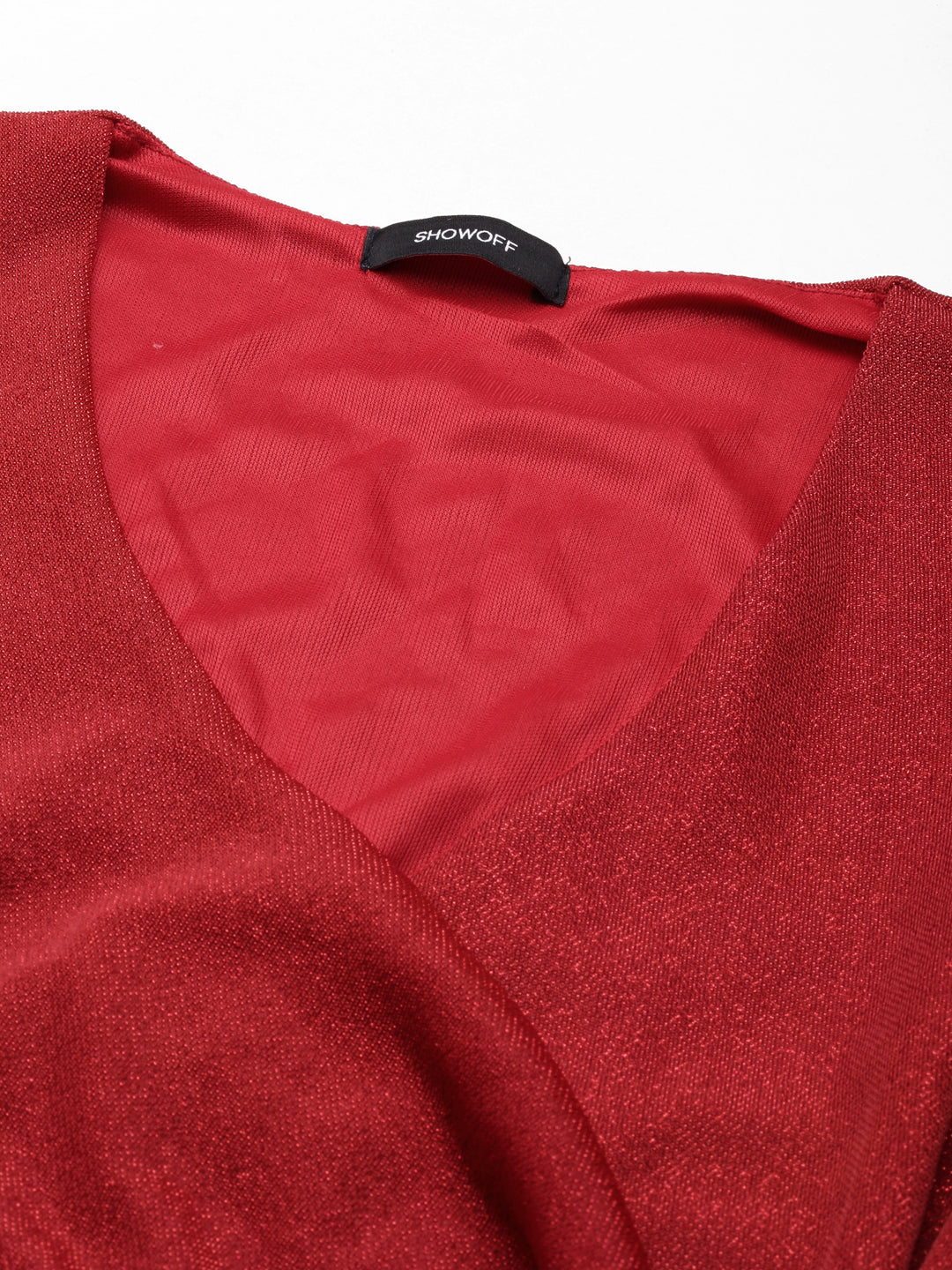 Women's Red Embellished Wrap Dress