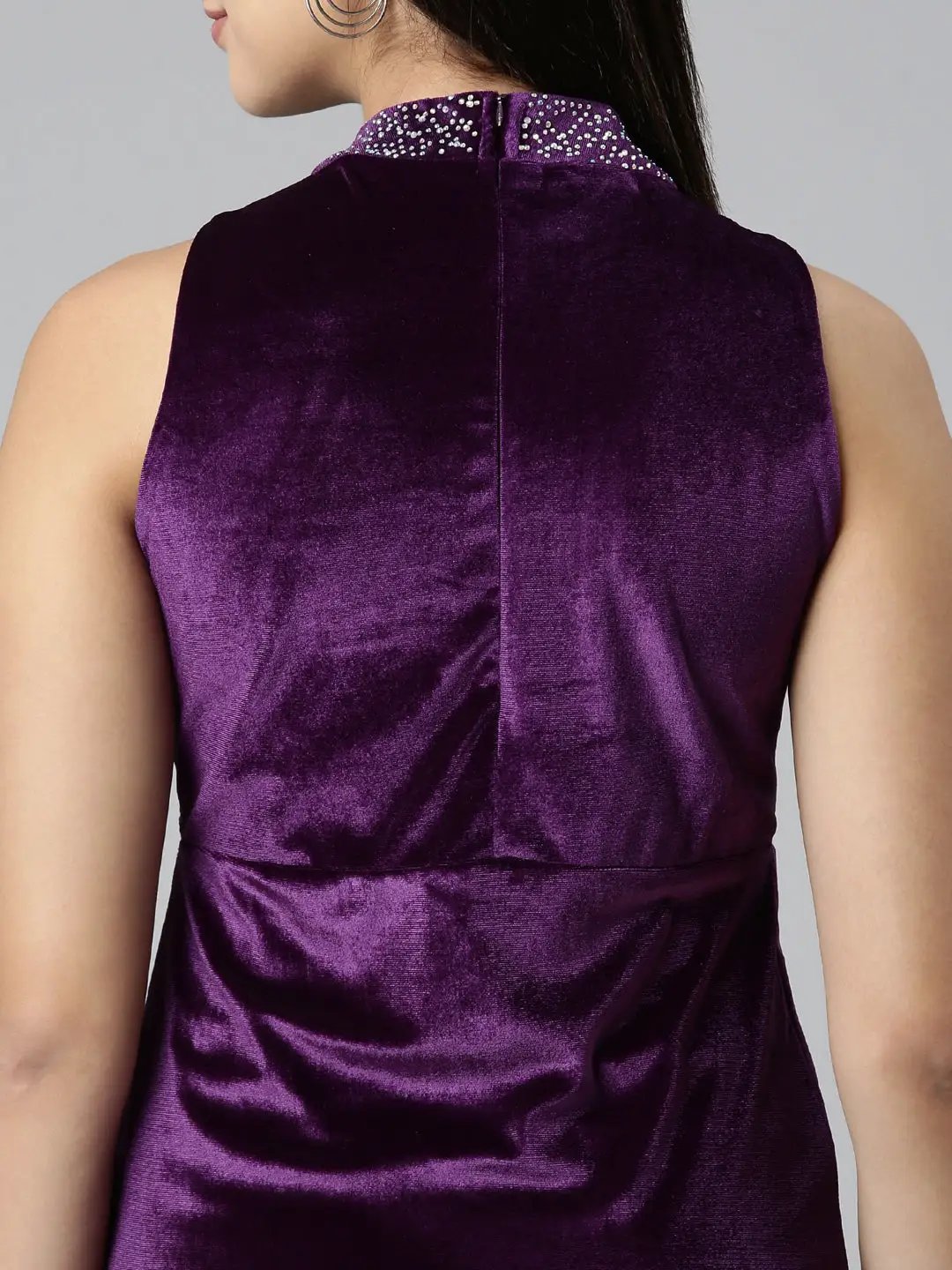 Women's Purple Embellished Sheath Dress