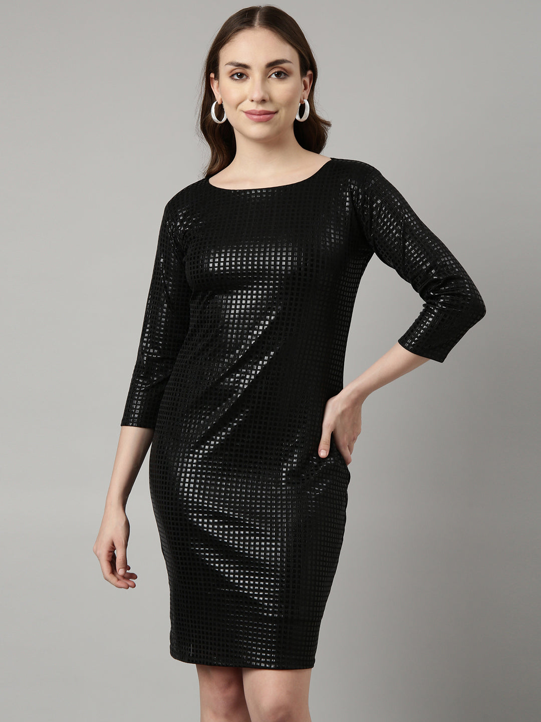 Women Black Geometric Bodycon Dress