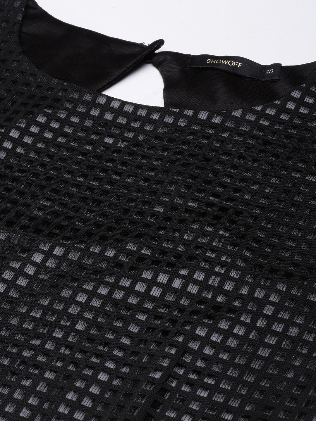 Women's Black Embellished Round Neck Bodycon Dress