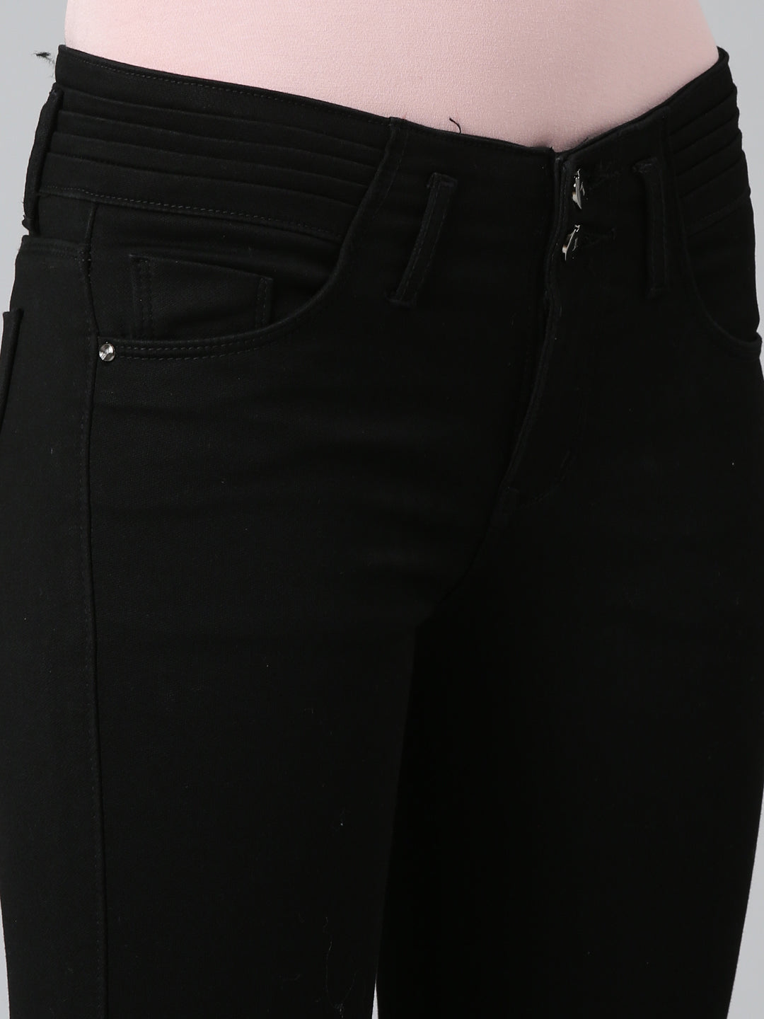 Women Black Solid Slim Fit Denim Jeans