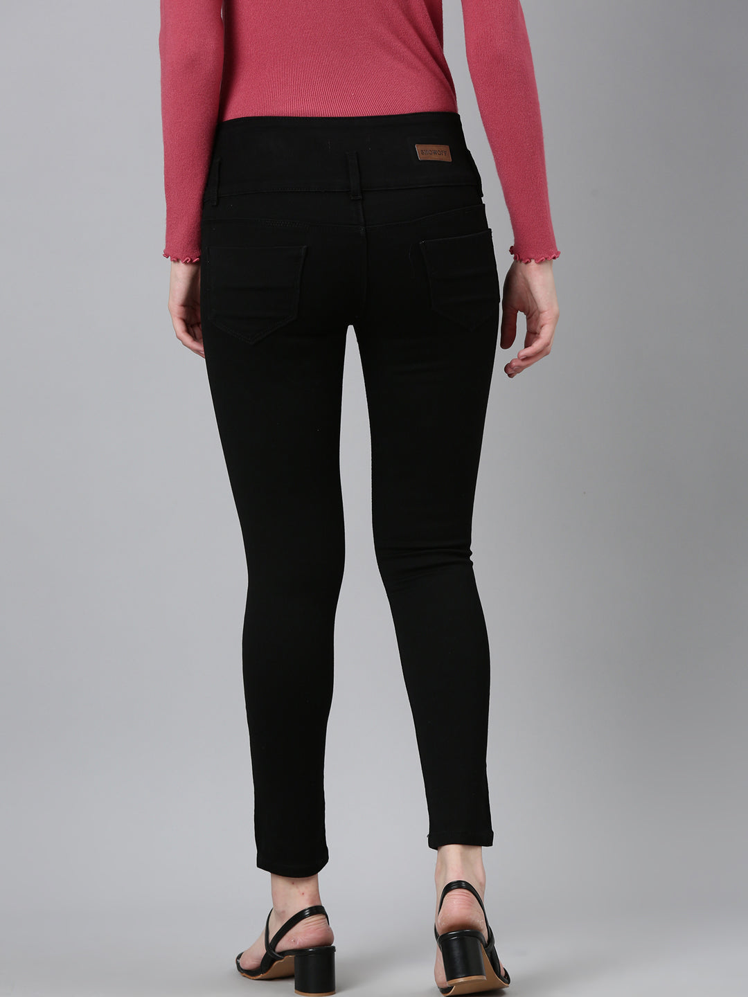 Women Black Solid Skinny Fit Denim Jeans