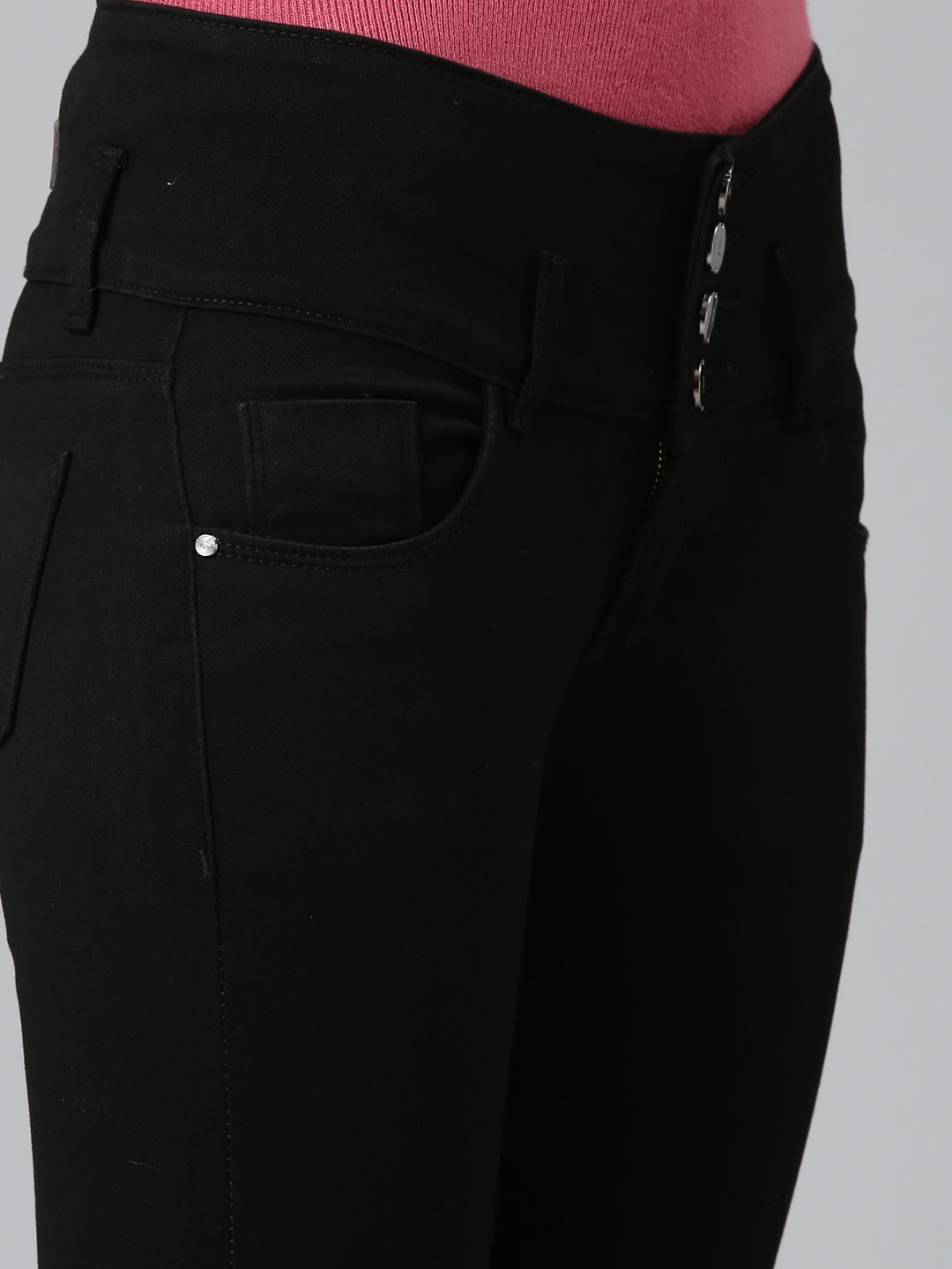 Women Black Solid Skinny Fit Denim Jeans