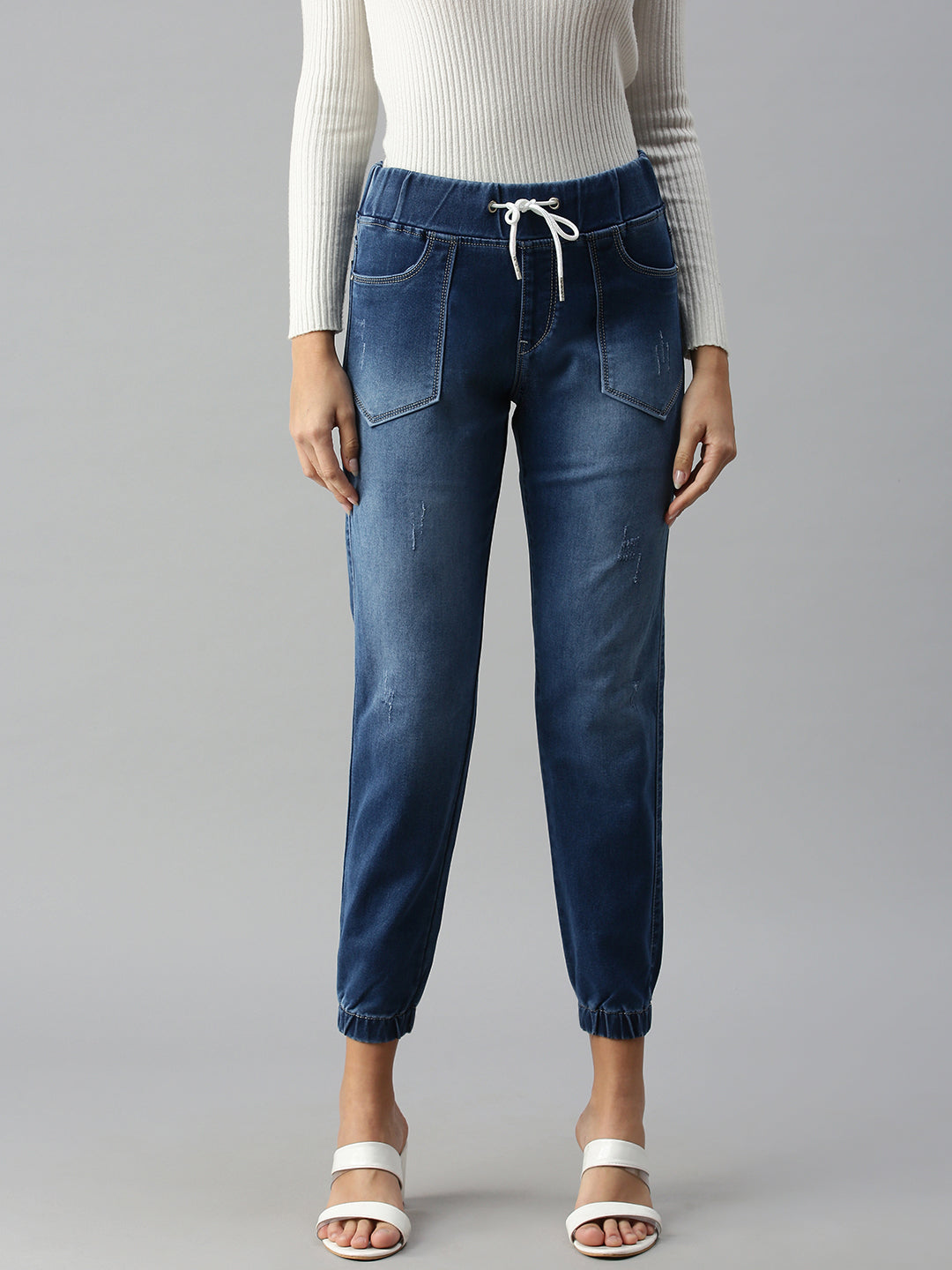 Women's Blue Solid Denim Jeans