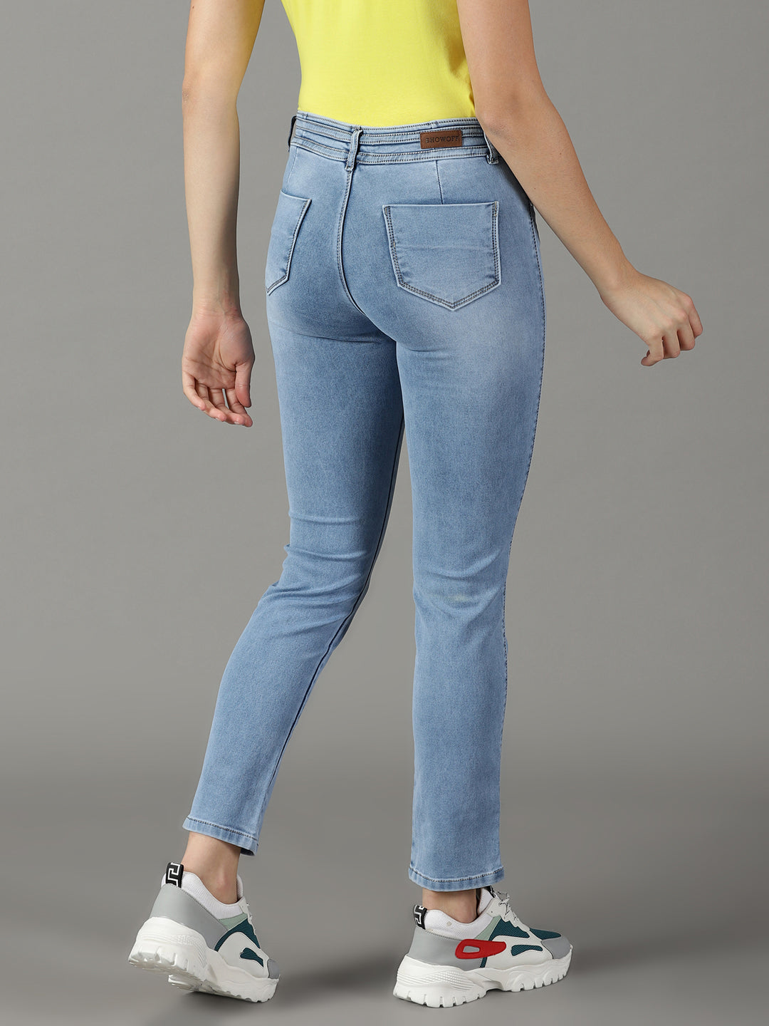 Women's Blue Solid Fit Denim Jeans