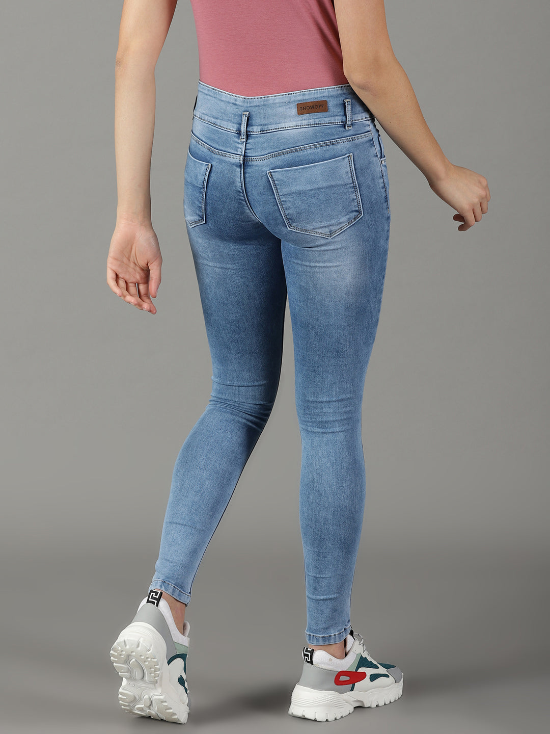 Women's Blue Solid Skinny Fit Denim Jeans