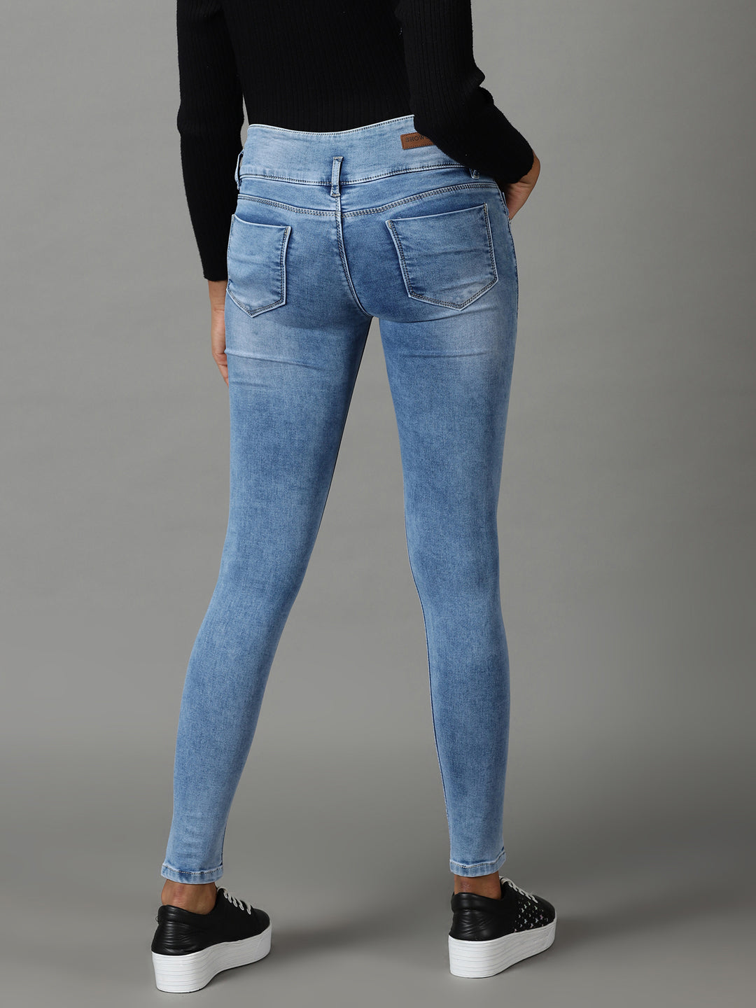 Women's Blue Solid Skinny Fit Denim Jeans