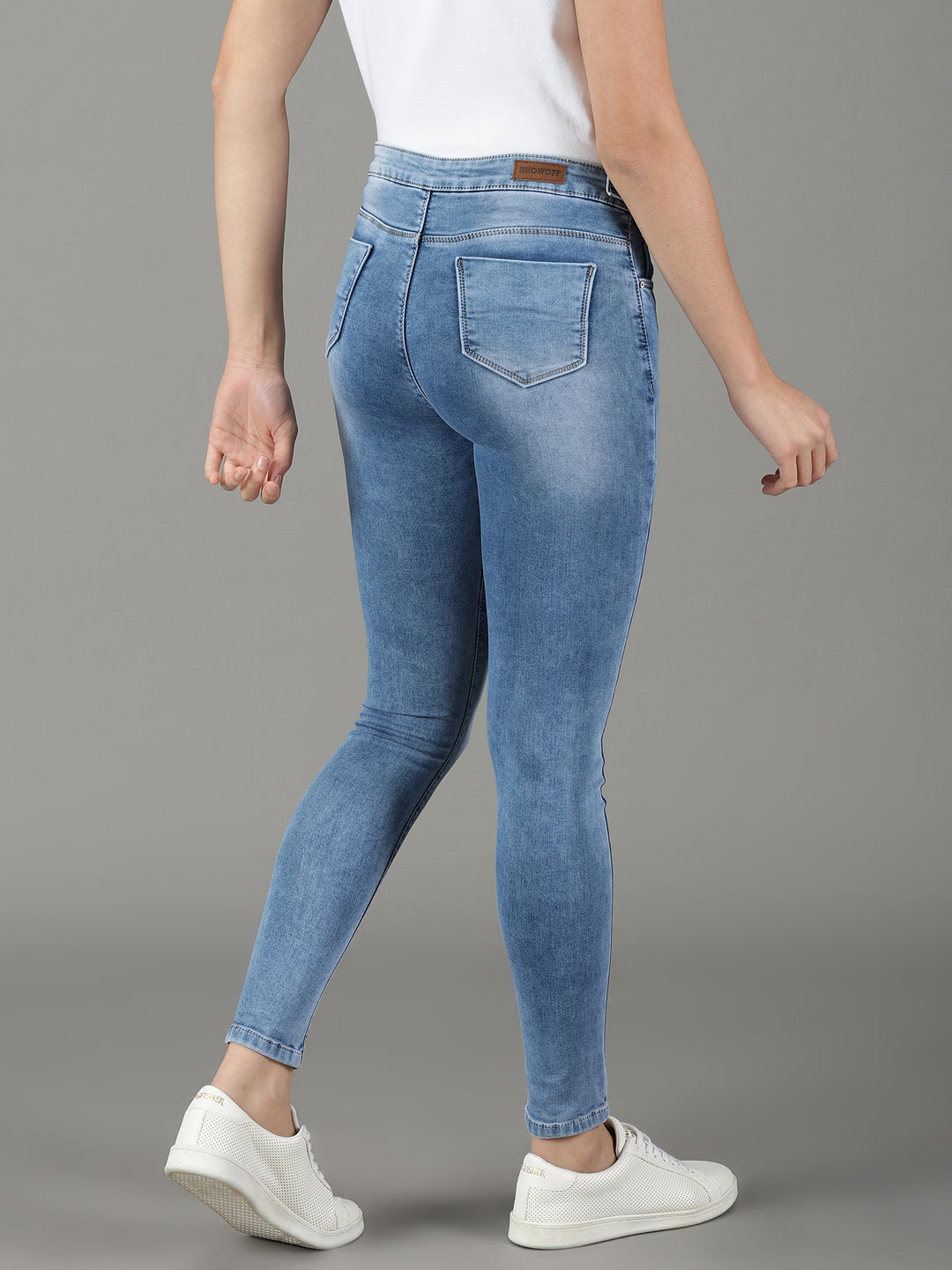 Women's Blue Solid Skinny Fit Denim Jeans